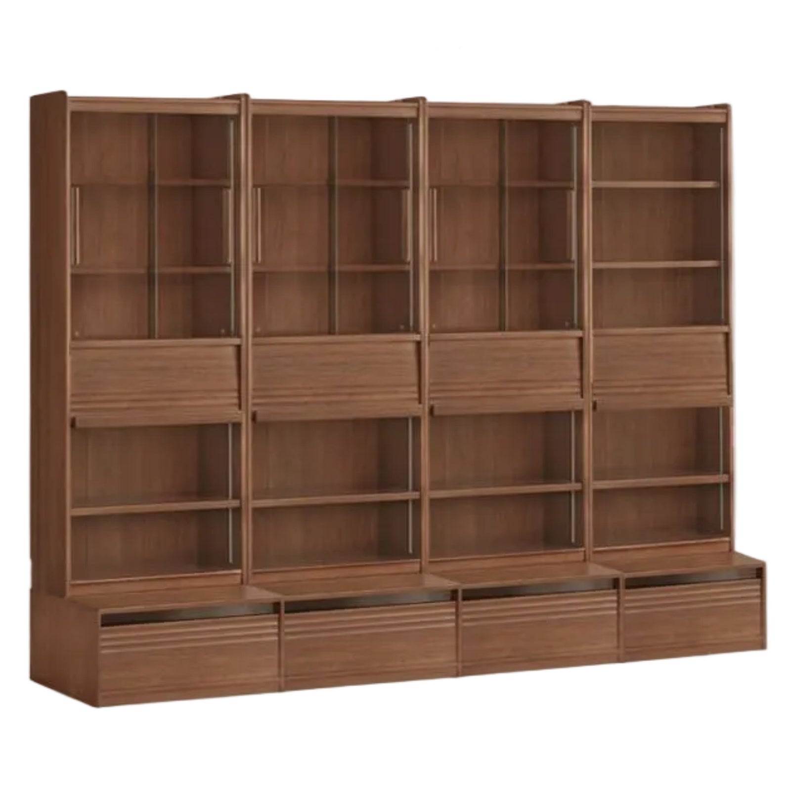 Black Walnut Solid Wood Combination Bookcase with Floor Display and Luxury Storage