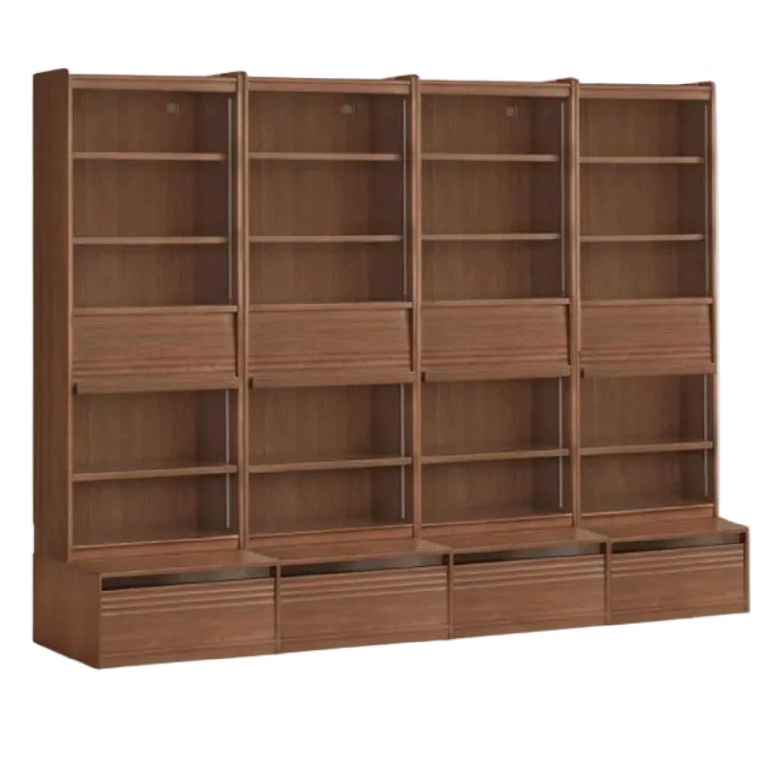 Black Walnut Solid Wood Combination Bookcase with Floor Display and Luxury Storage