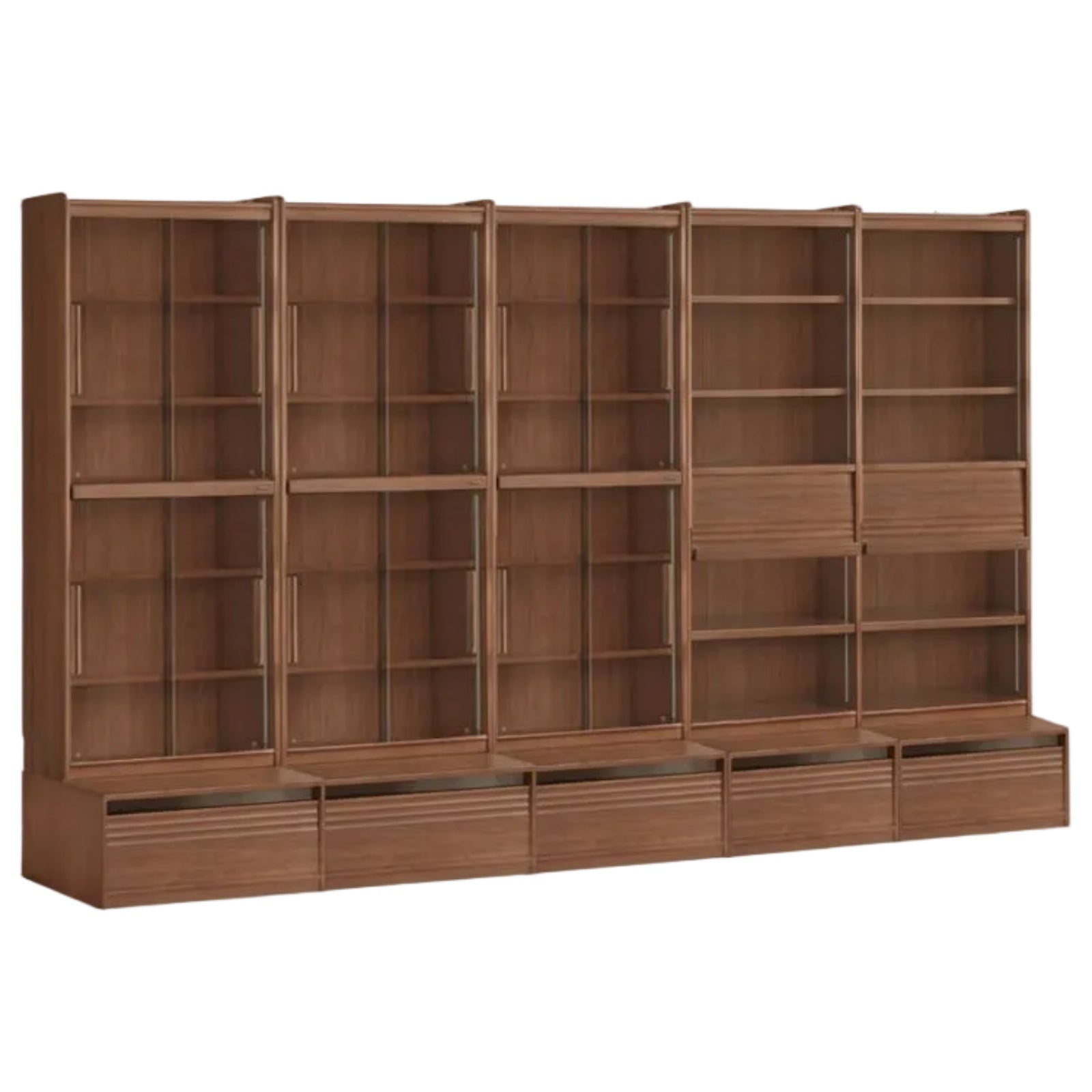 Black Walnut Solid Wood Combination Bookcase with Floor Display and Luxury Storage