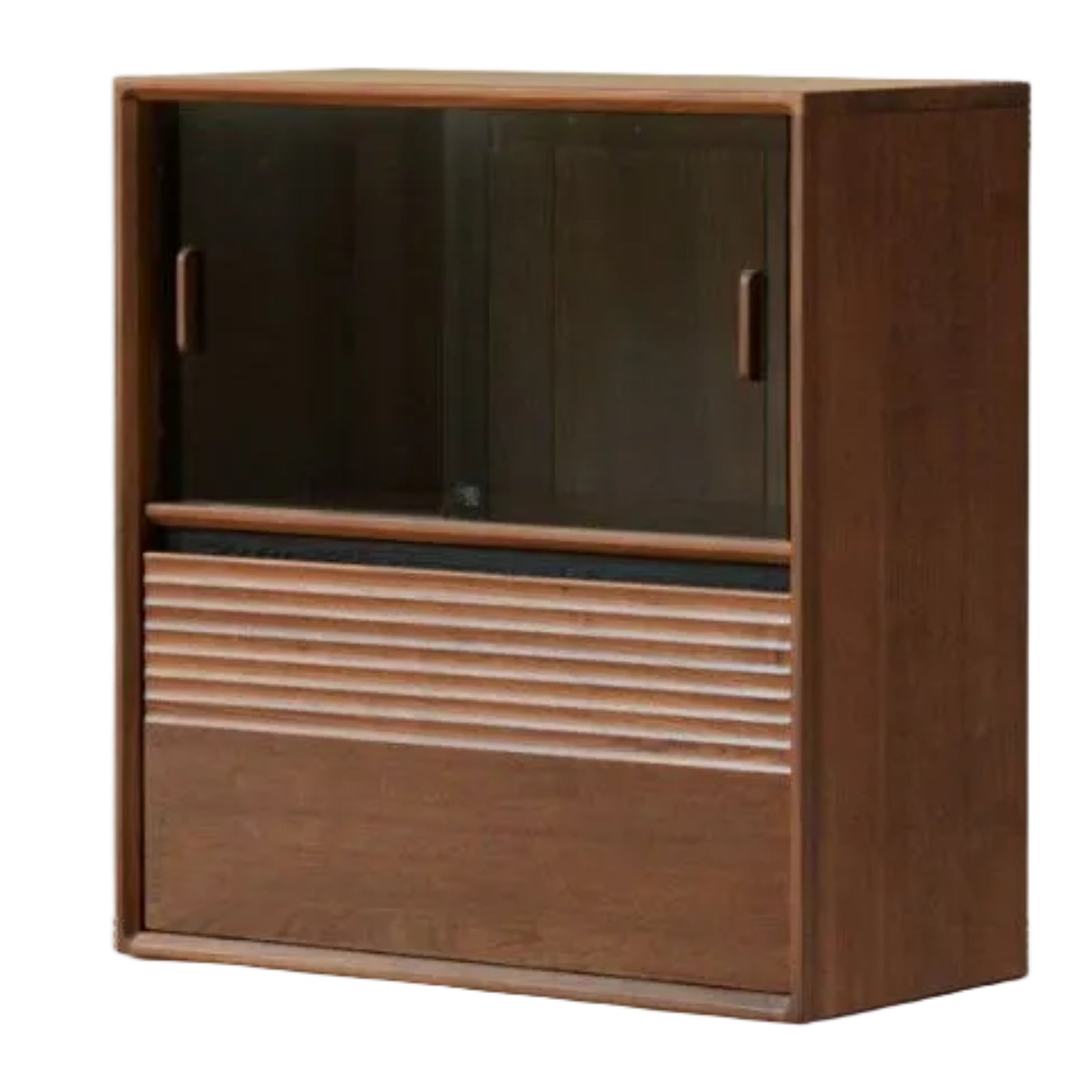 Golden Sandalwood Solid Wood Wall-Mounted Bookcase with Free Combination Grid Design