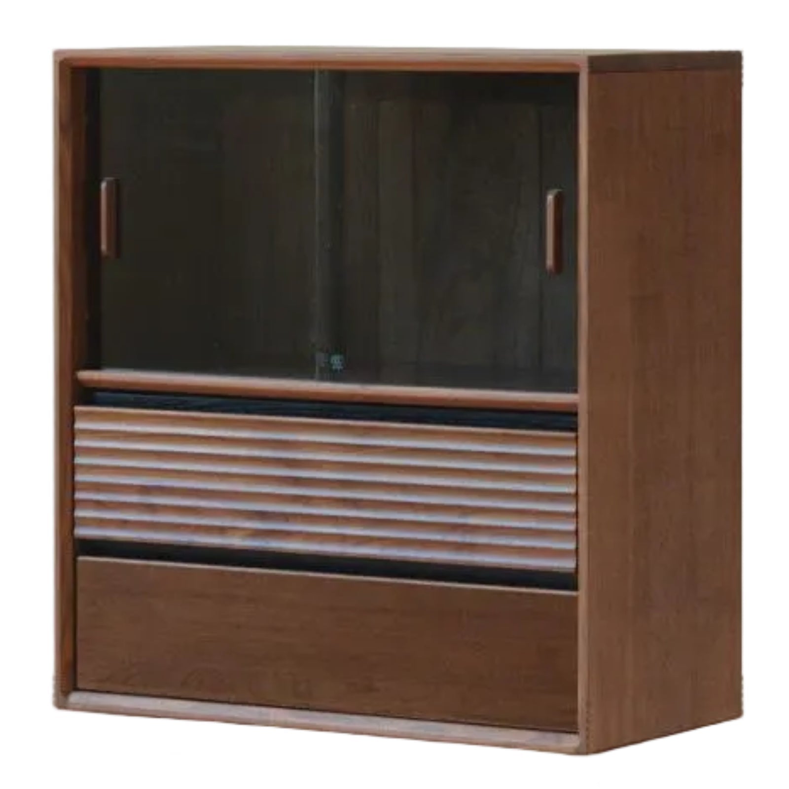 Golden Sandalwood Solid Wood Wall-Mounted Bookcase with Free Combination Grid Design