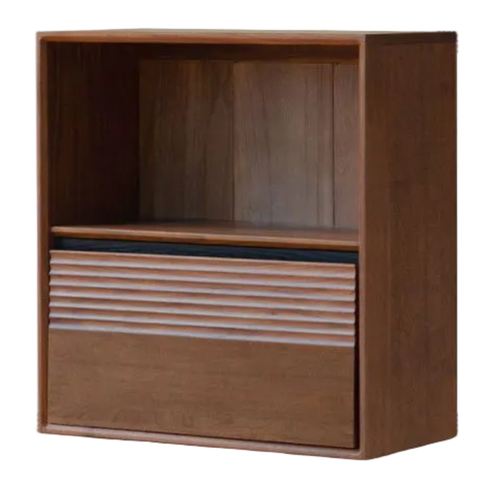Golden Sandalwood Solid Wood Wall-Mounted Bookcase with Free Combination Grid Design