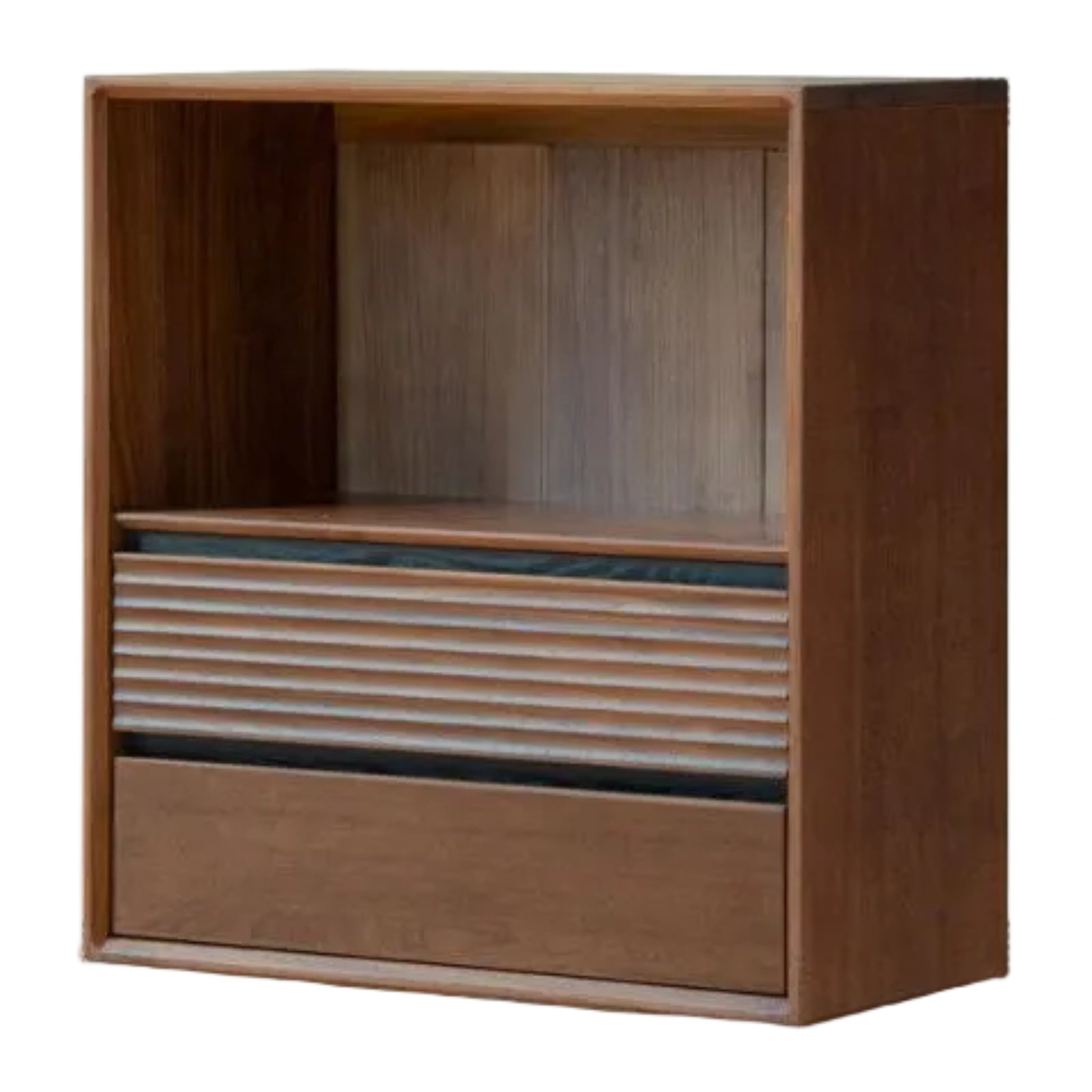 Golden Sandalwood Solid Wood Wall-Mounted Bookcase with Free Combination Grid Design