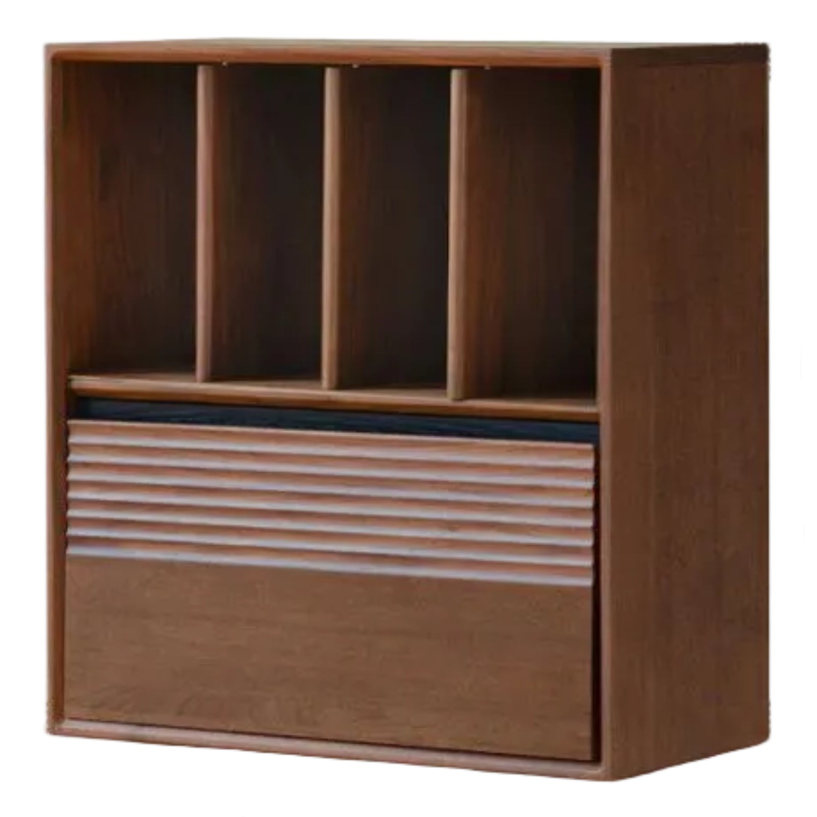 Golden Sandalwood Solid Wood Wall-Mounted Bookcase with Free Combination Grid Design