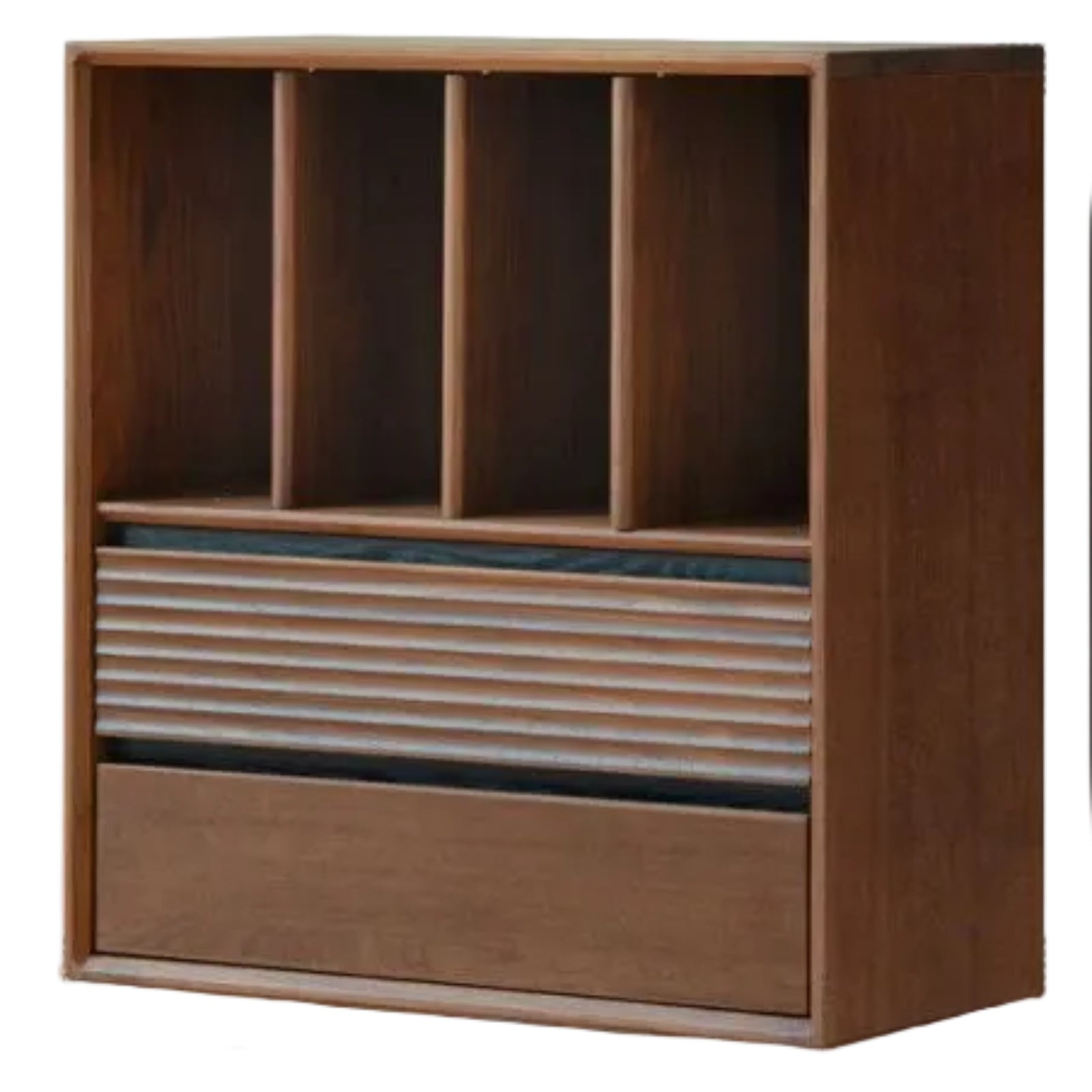 Golden Sandalwood Solid Wood Wall-Mounted Bookcase with Free Combination Grid Design