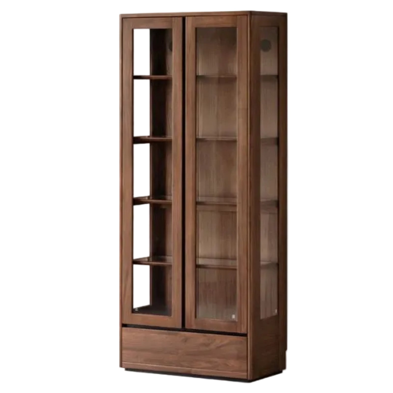 Black Walnut, Ash Solid Wood Modern Study Glass Bookcase
