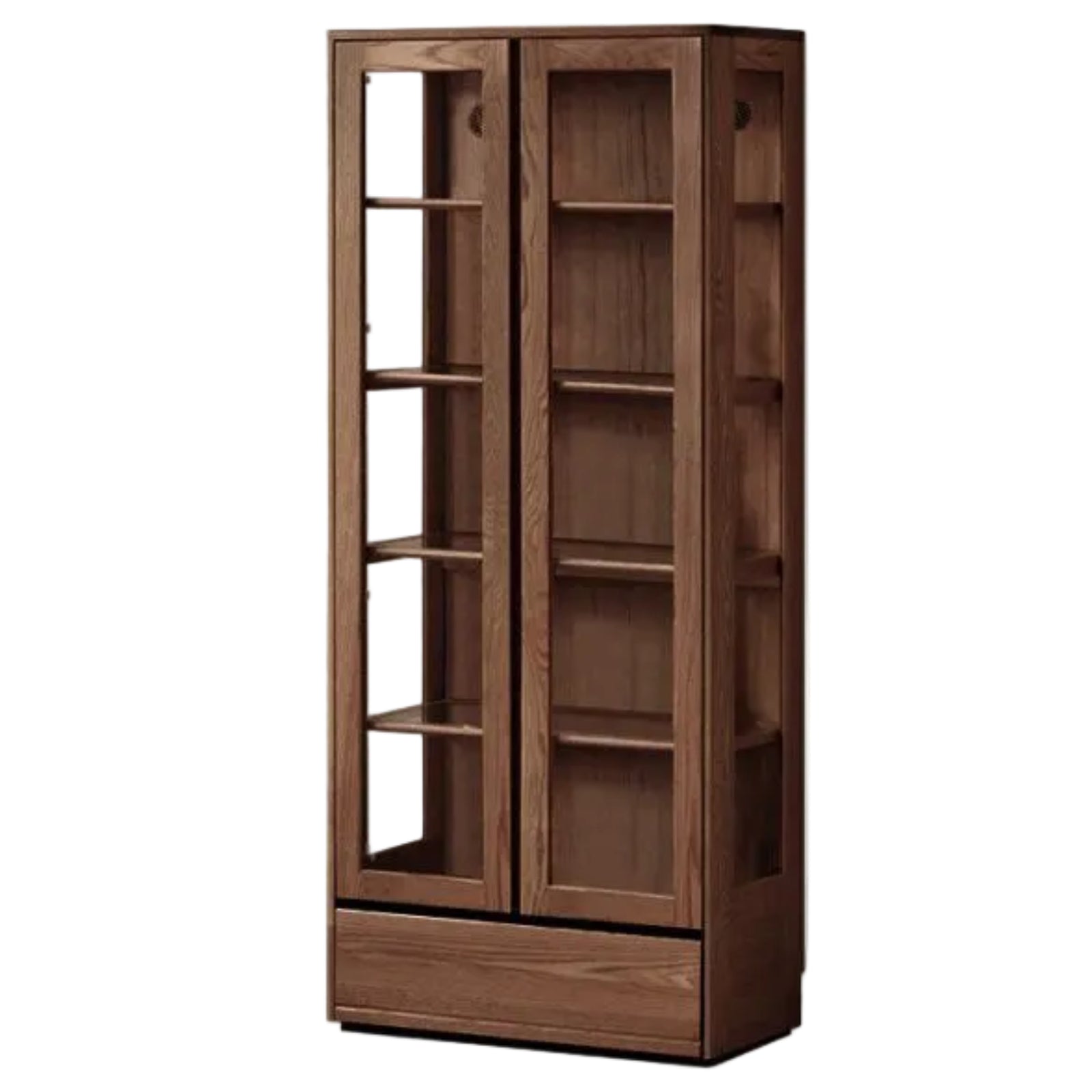 Black Walnut, Ash Solid Wood Modern Study Glass Bookcase