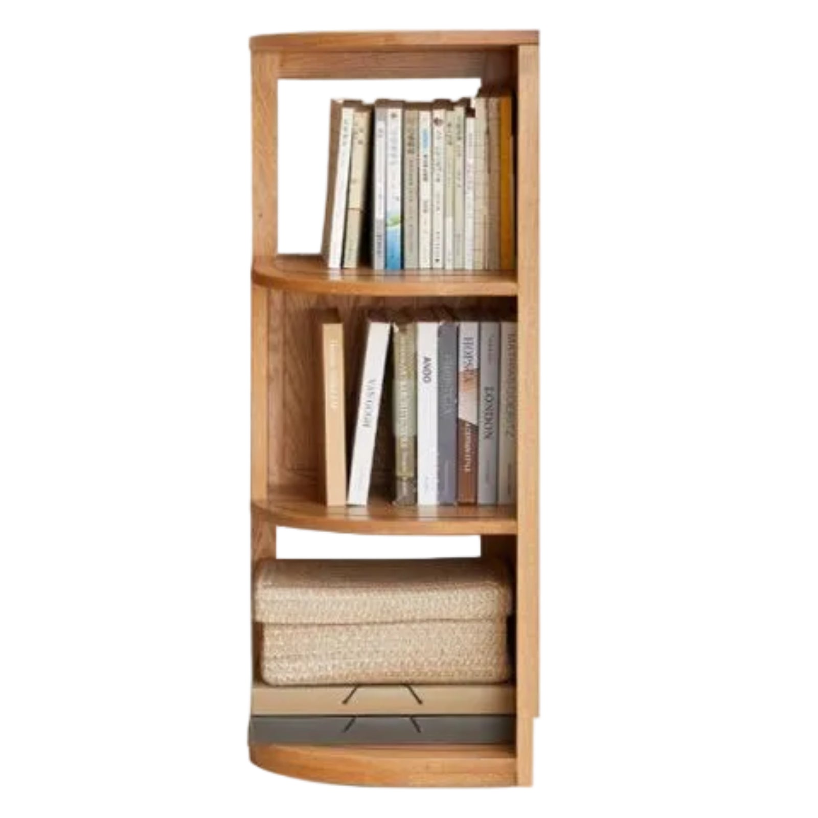 Solid Rubberwood, Oak, Ash Solid Wood Triangle Corner Bookshelf with Multi-Layer Shelving