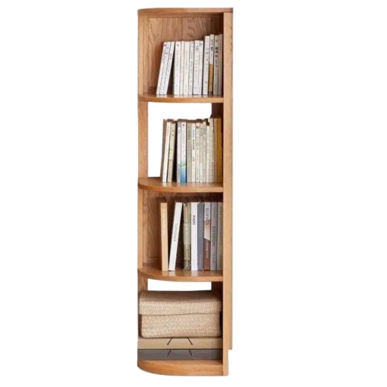 Solid Rubberwood, Oak, Ash Solid Wood Triangle Corner Bookshelf with Multi-Layer Shelving