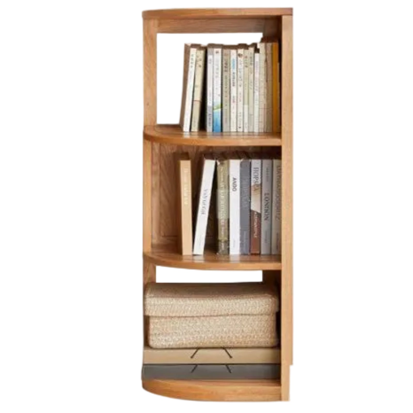 Solid Rubberwood, Oak, Ash Solid Wood Triangle Corner Bookshelf with Multi-Layer Shelving