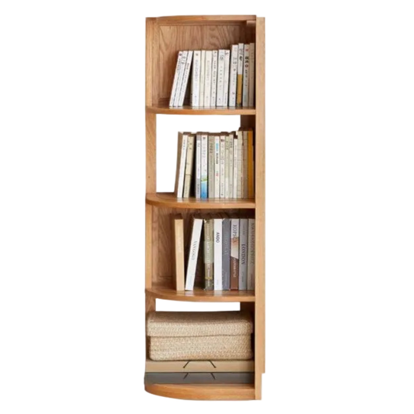Solid Rubberwood, Oak, Ash Solid Wood Triangle Corner Bookshelf with Multi-Layer Shelving