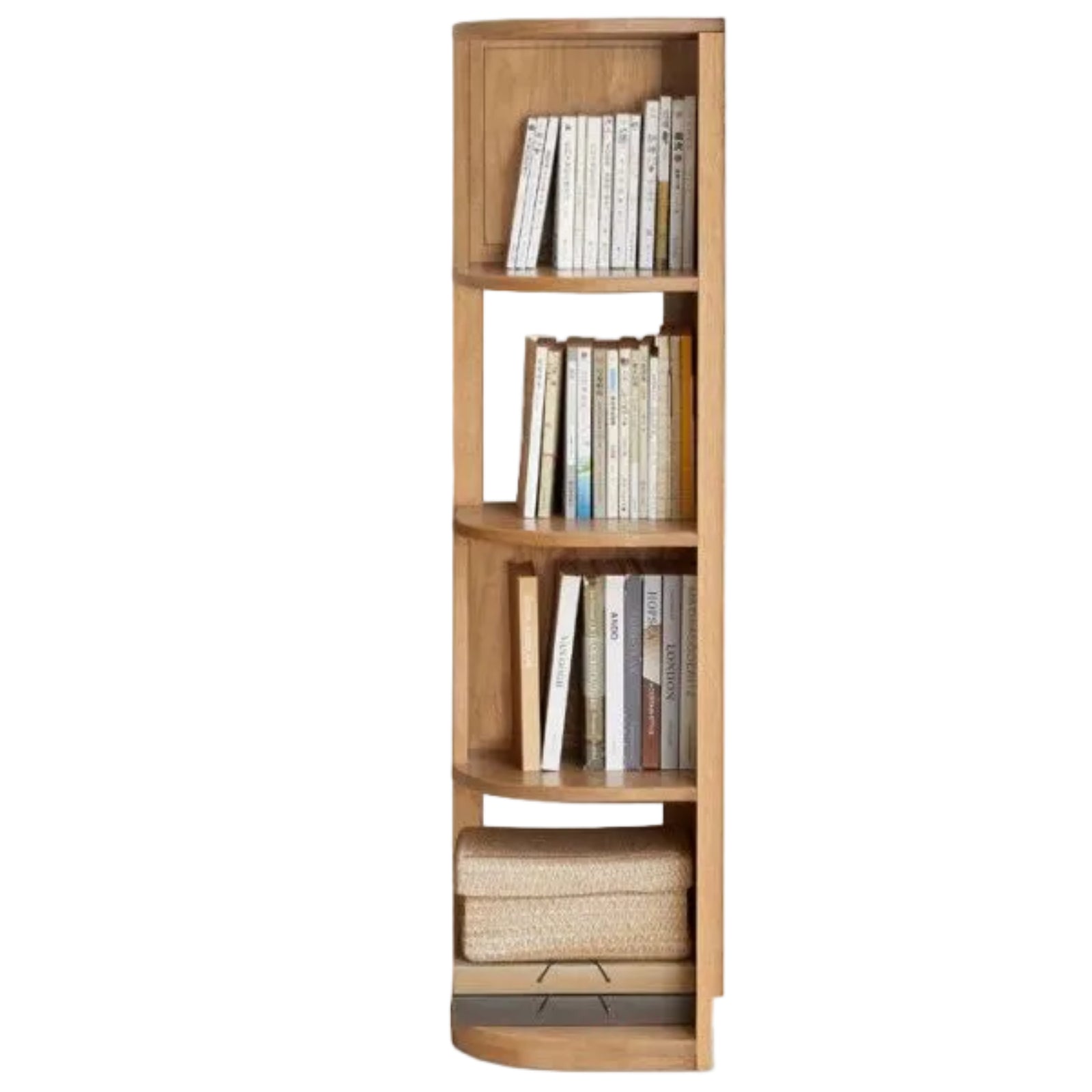 Solid Rubberwood, Oak, Ash Solid Wood Triangle Corner Bookshelf with Multi-Layer Shelving