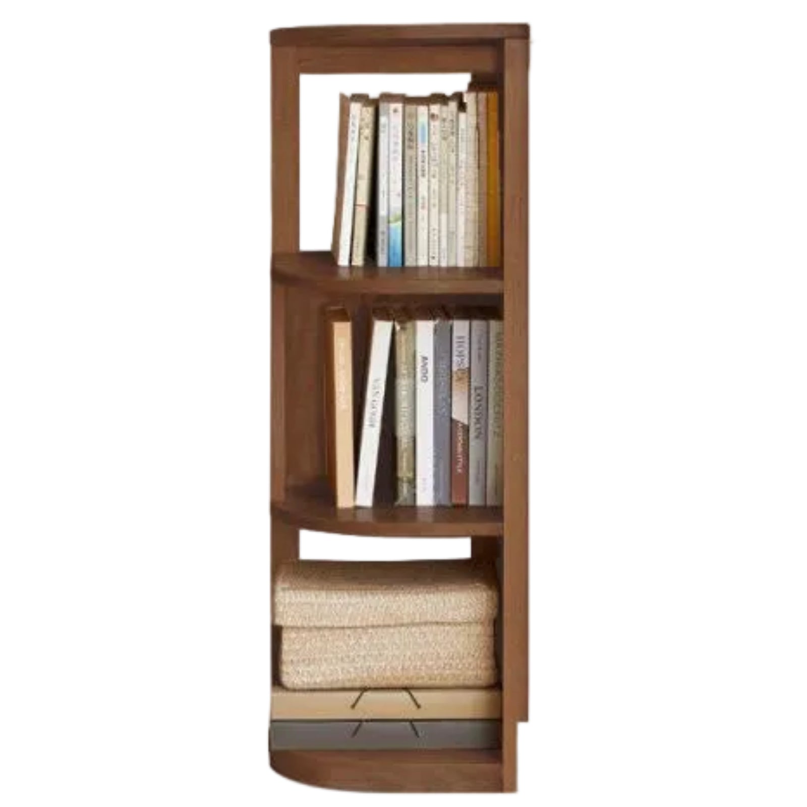 Solid Rubberwood, Oak, Ash Solid Wood Triangle Corner Bookshelf with Multi-Layer Shelving