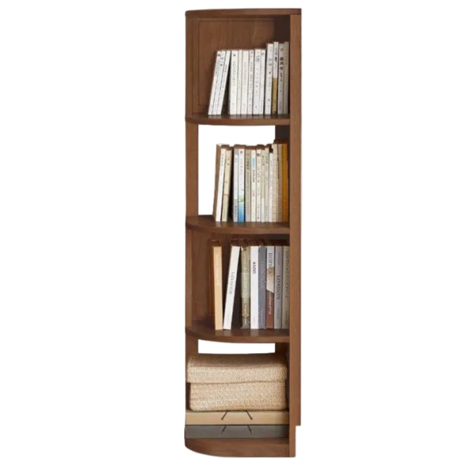 Solid Rubberwood, Oak, Ash Solid Wood Triangle Corner Bookshelf with Multi-Layer Shelving