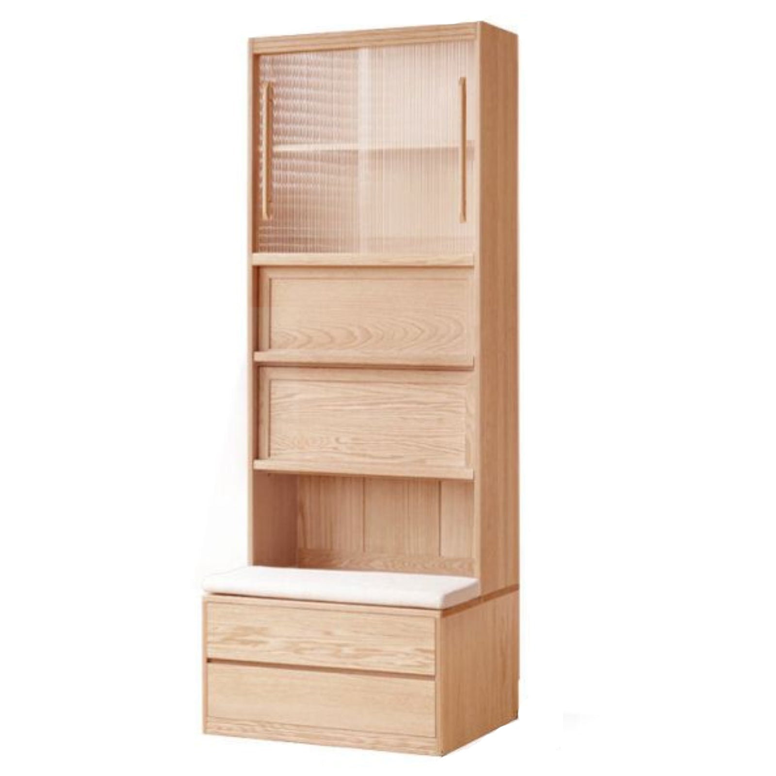 Ash Solid Wood Wall-Mounted Bookcase with Integrated Study Shelf