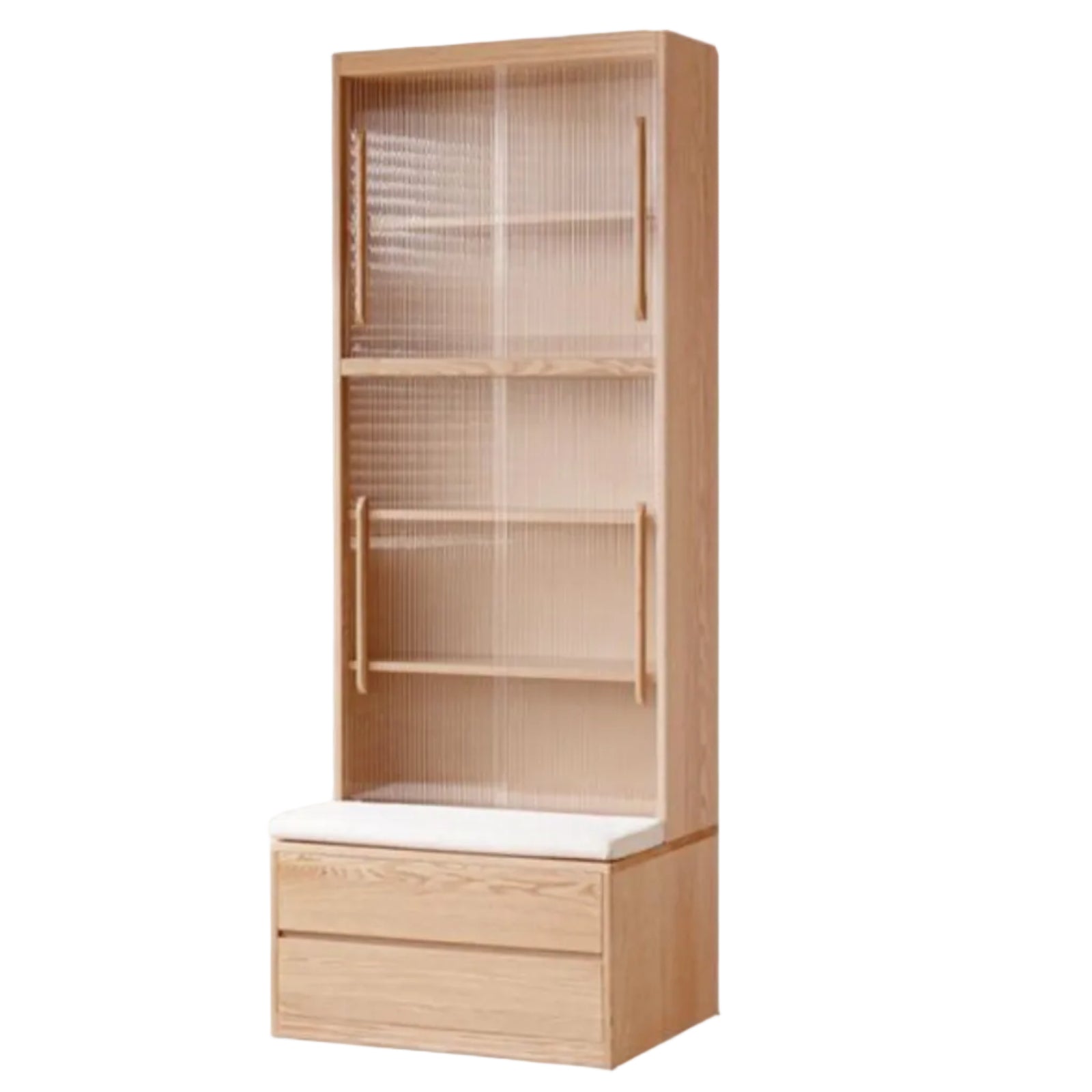Ash Solid Wood Wall-Mounted Bookcase with Integrated Study Shelf