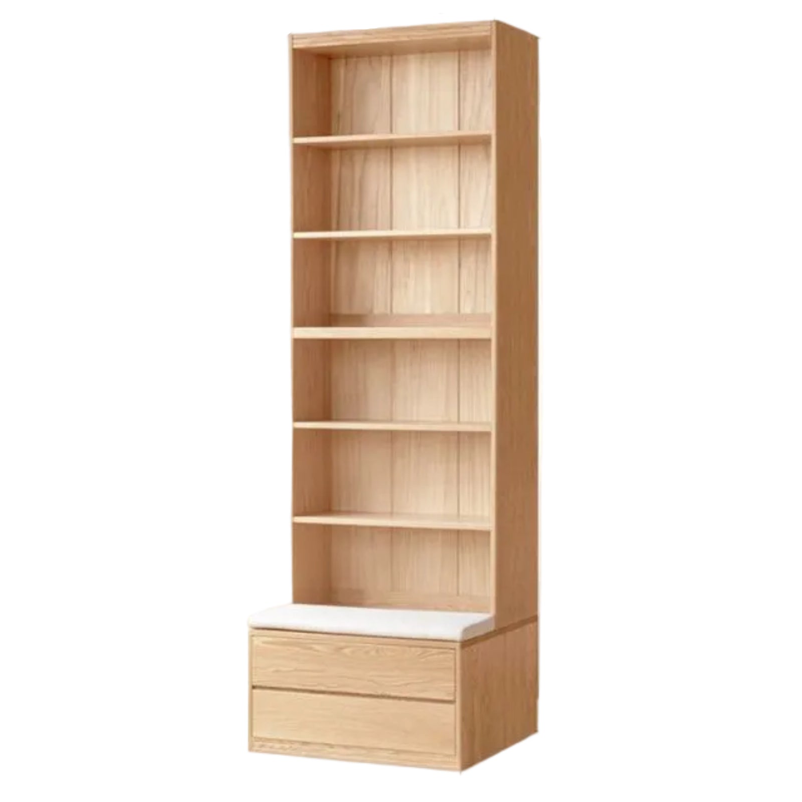 Ash Solid Wood Wall-Mounted Bookcase with Integrated Study Shelf