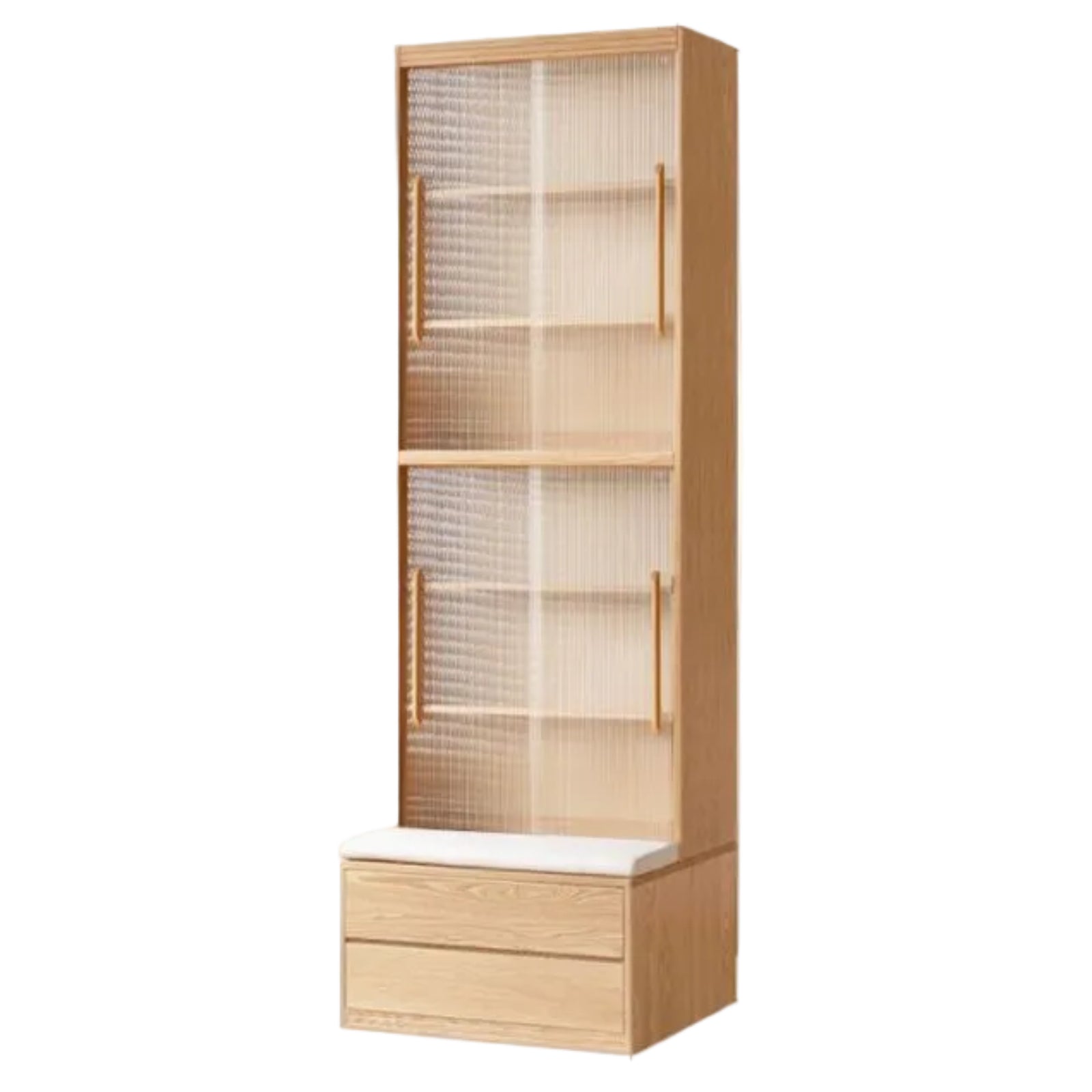 Ash Solid Wood Wall-Mounted Bookcase with Integrated Study Shelf