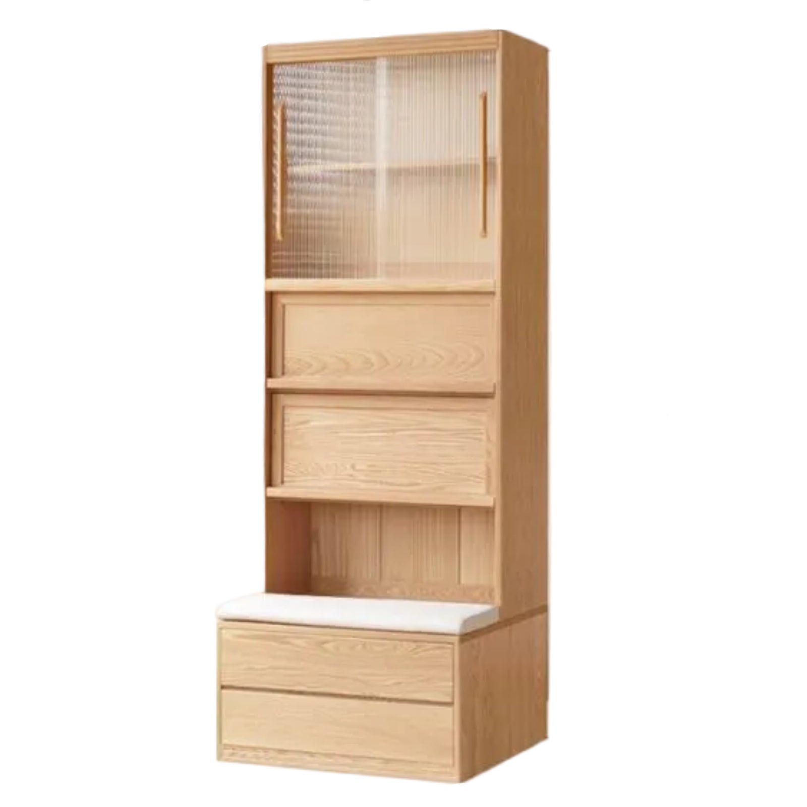 Ash Solid Wood Wall-Mounted Bookcase with Integrated Study Shelf