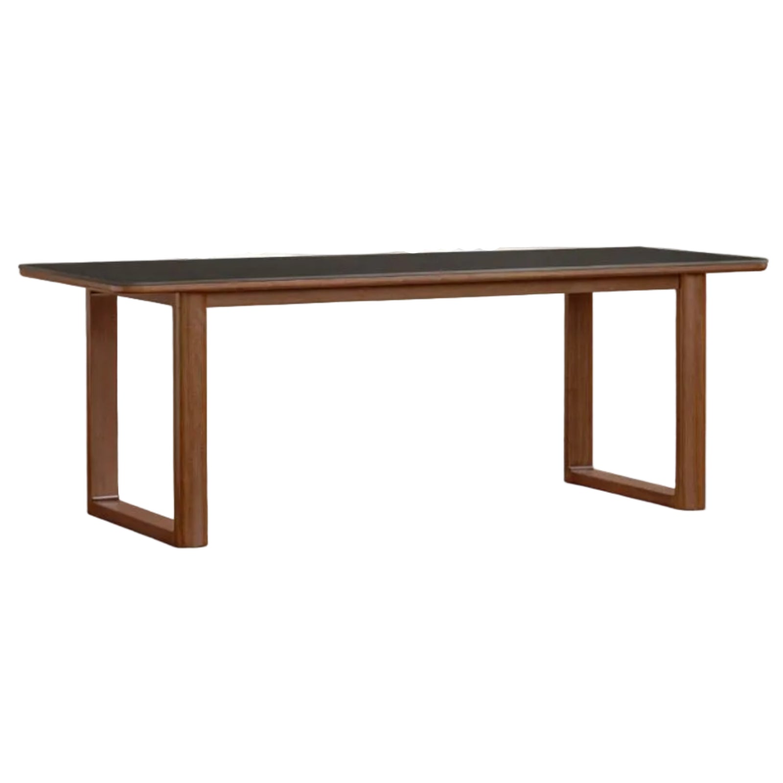 Solid Longan Hardwood Slab Dining Table with Antique-Inspired Retro Design