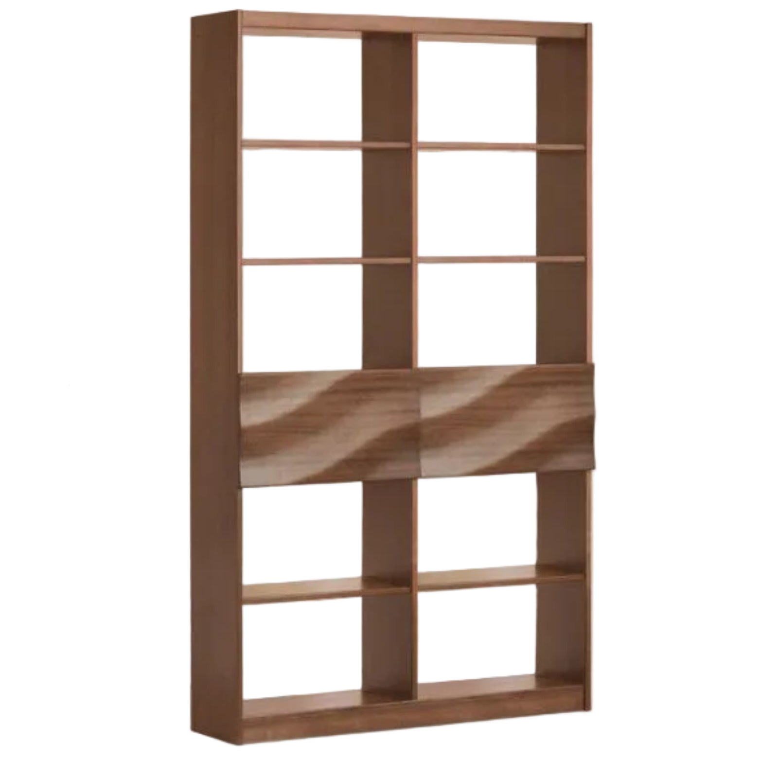 Black Walnut Solid Wood Bookshelf with Combination Storage and Display Shelves