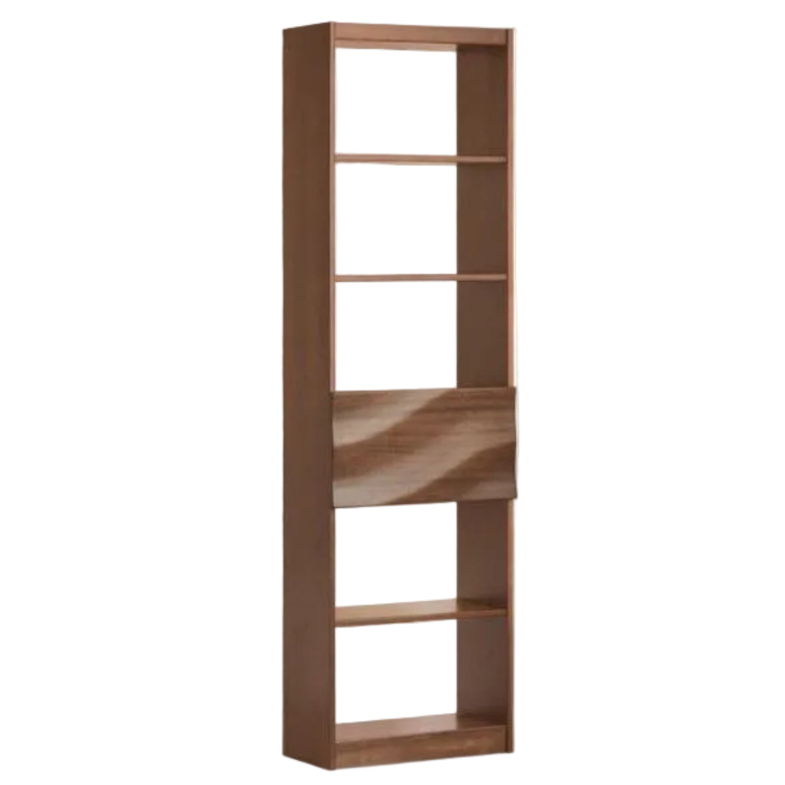 Black Walnut Solid Wood Bookshelf with Combination Storage and Display Shelves