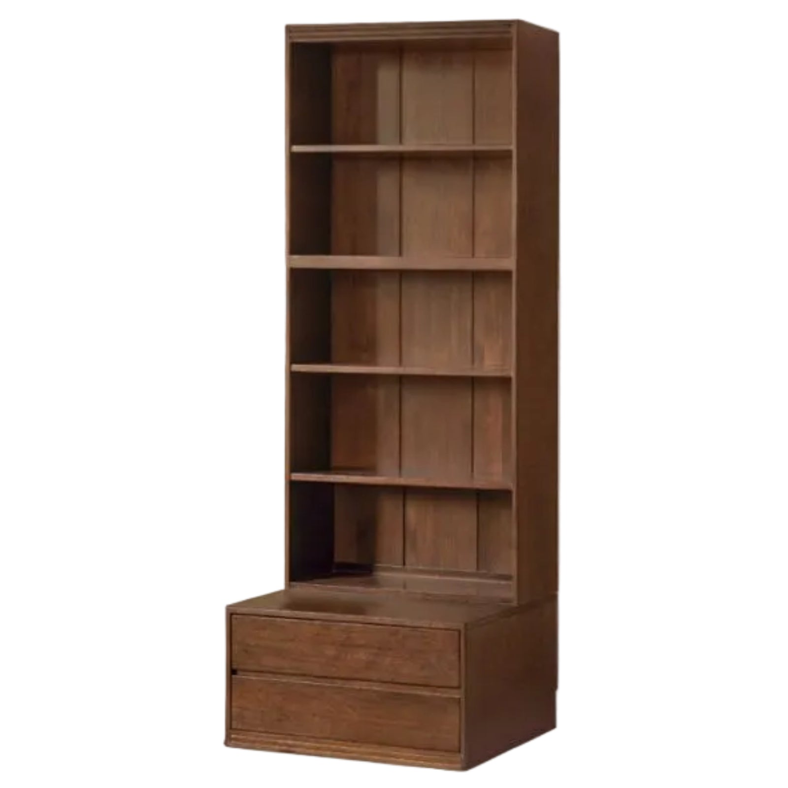 Solid Longan Hardwood, Ash Solid Wood Bookcase with Floor-to-Deck and Wall-Mounted Display Cabinet
