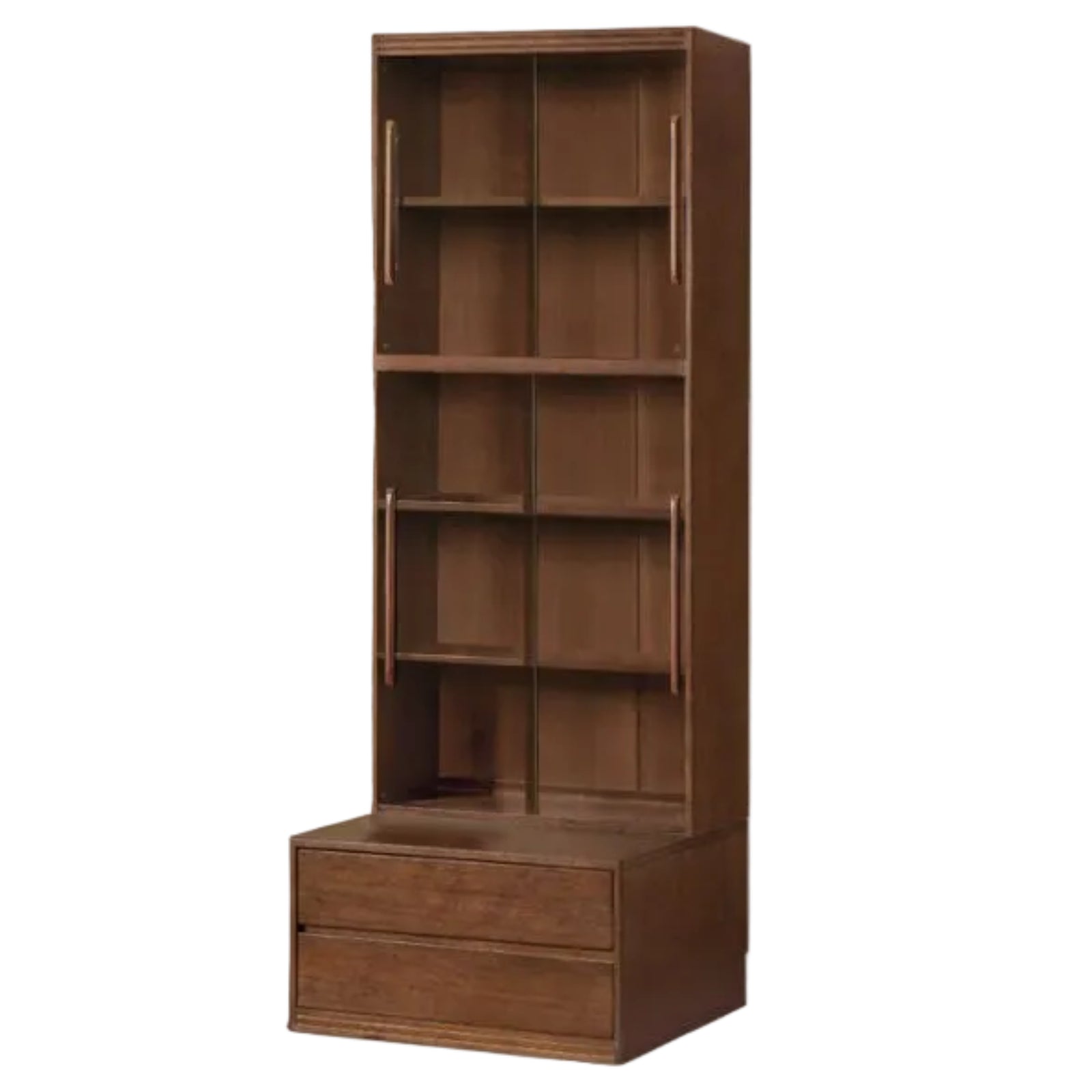 Solid Longan Hardwood, Ash Solid Wood Bookcase with Floor-to-Deck and Wall-Mounted Display Cabinet