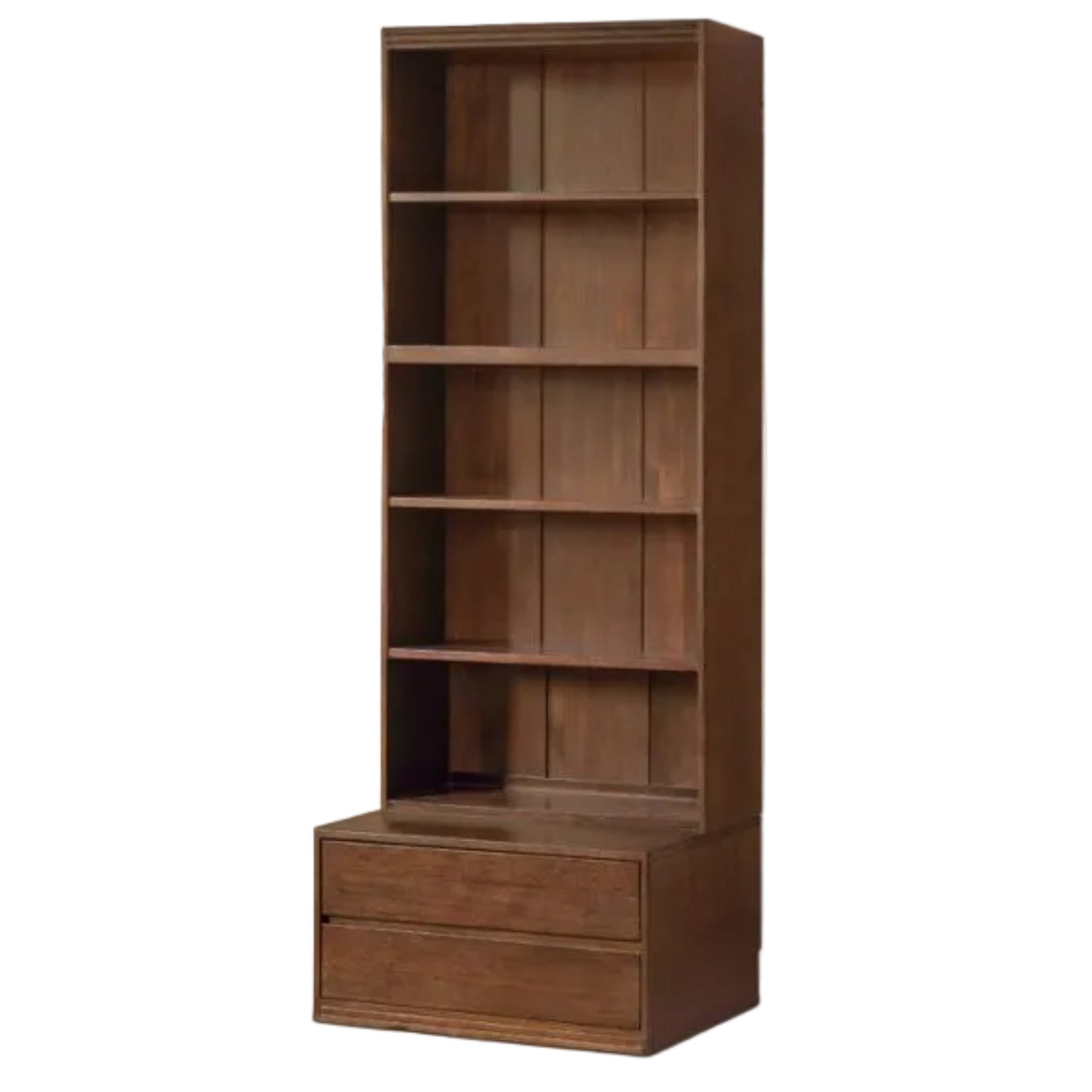 Solid Longan Hardwood, Ash Solid Wood Bookcase with Floor-to-Deck and Wall-Mounted Display Cabinet