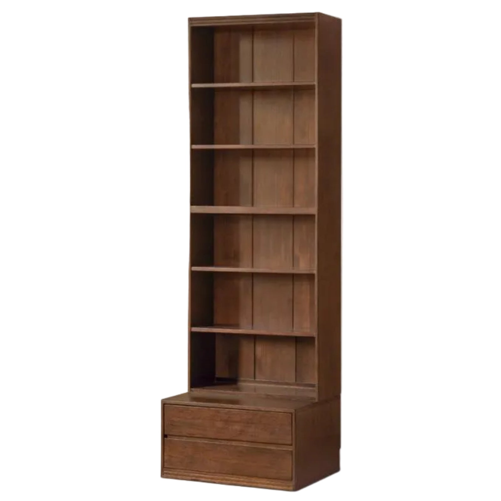 Solid Longan Hardwood, Ash Solid Wood Bookcase with Floor-to-Deck and Wall-Mounted Display Cabinet