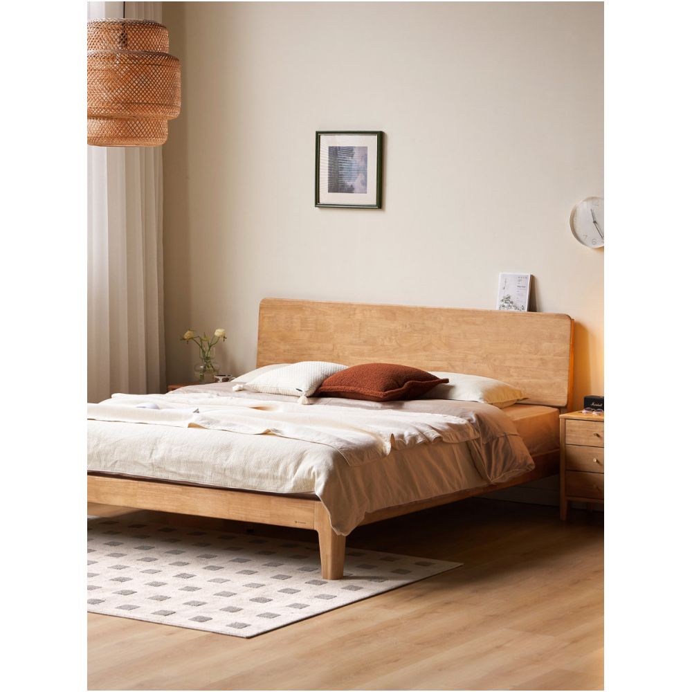 Yuanshi Wood Language Solid Wood Bed Modern Minimalist Large Slab Bed Bedroom Original Wood Style 1 8m King Bed Home Use 1 5m Double Bed image 5