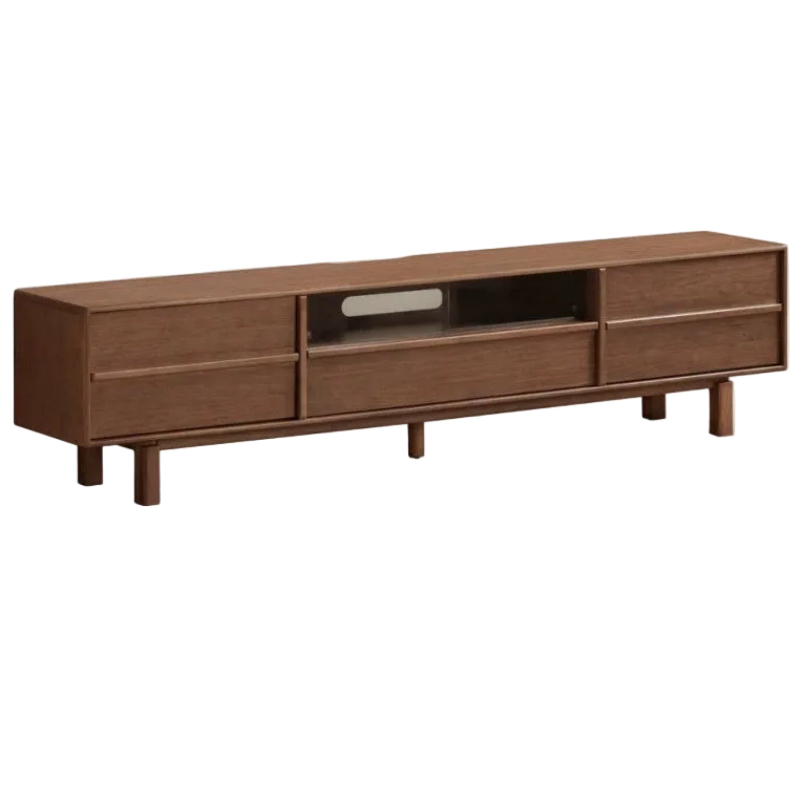 Black Walnut Solid Wood Luxury Style TV Cabinet with Slab Top and Storage