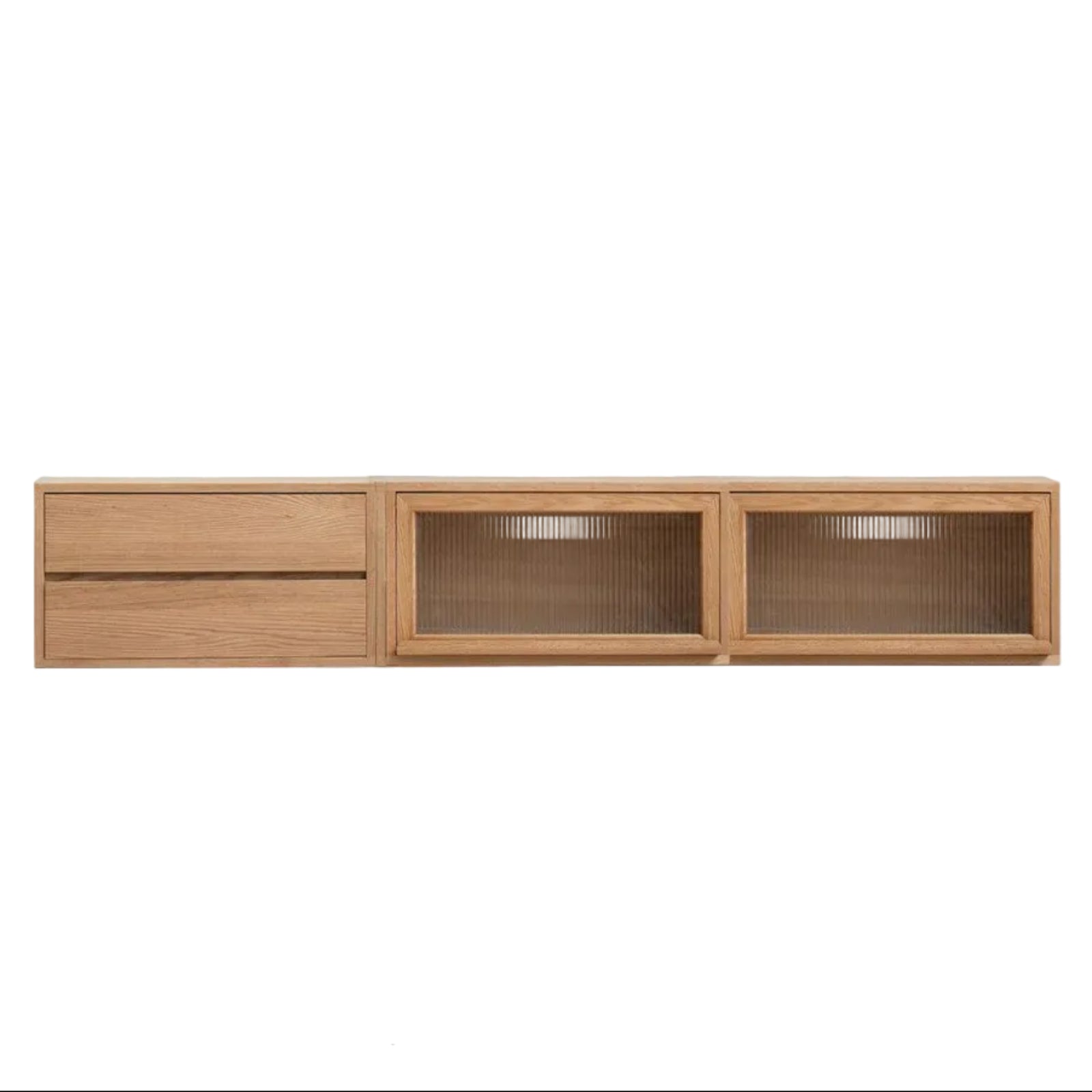 Ash Solid Wood Modern TV Cabinet with Freely Combineable Bookshelf and Storage