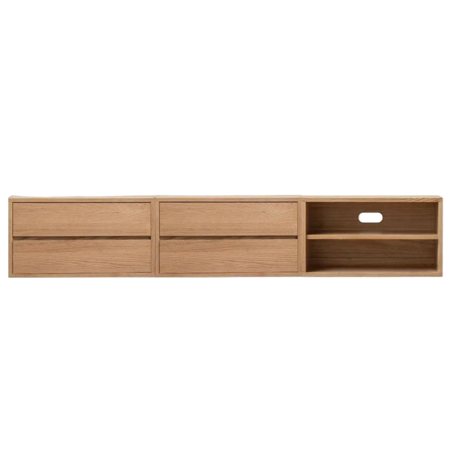 Ash Solid Wood Modern TV Cabinet with Freely Combineable Bookshelf and Storage