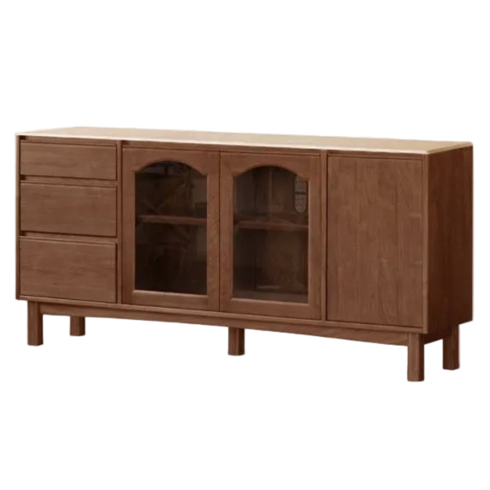 Black Walnut Solid Wood Retro Buffet Cabinet, Sideboard