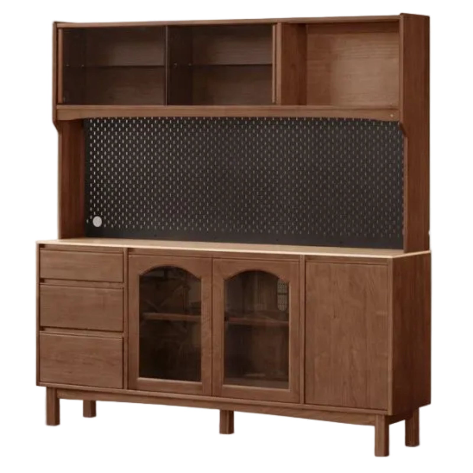 Black Walnut Solid Wood Retro Buffet Cabinet, Sideboard