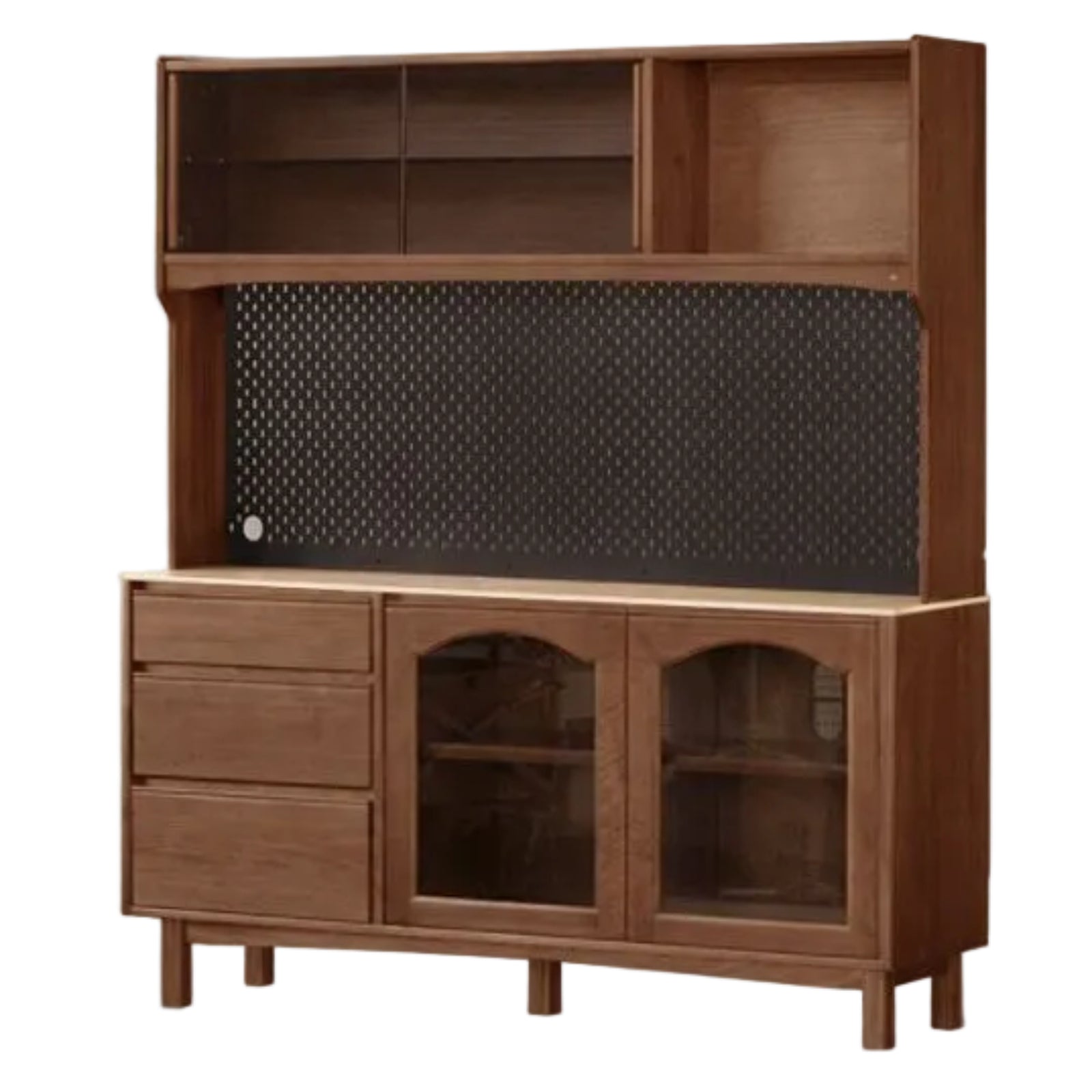 Black Walnut Solid Wood Retro Buffet Cabinet, Sideboard