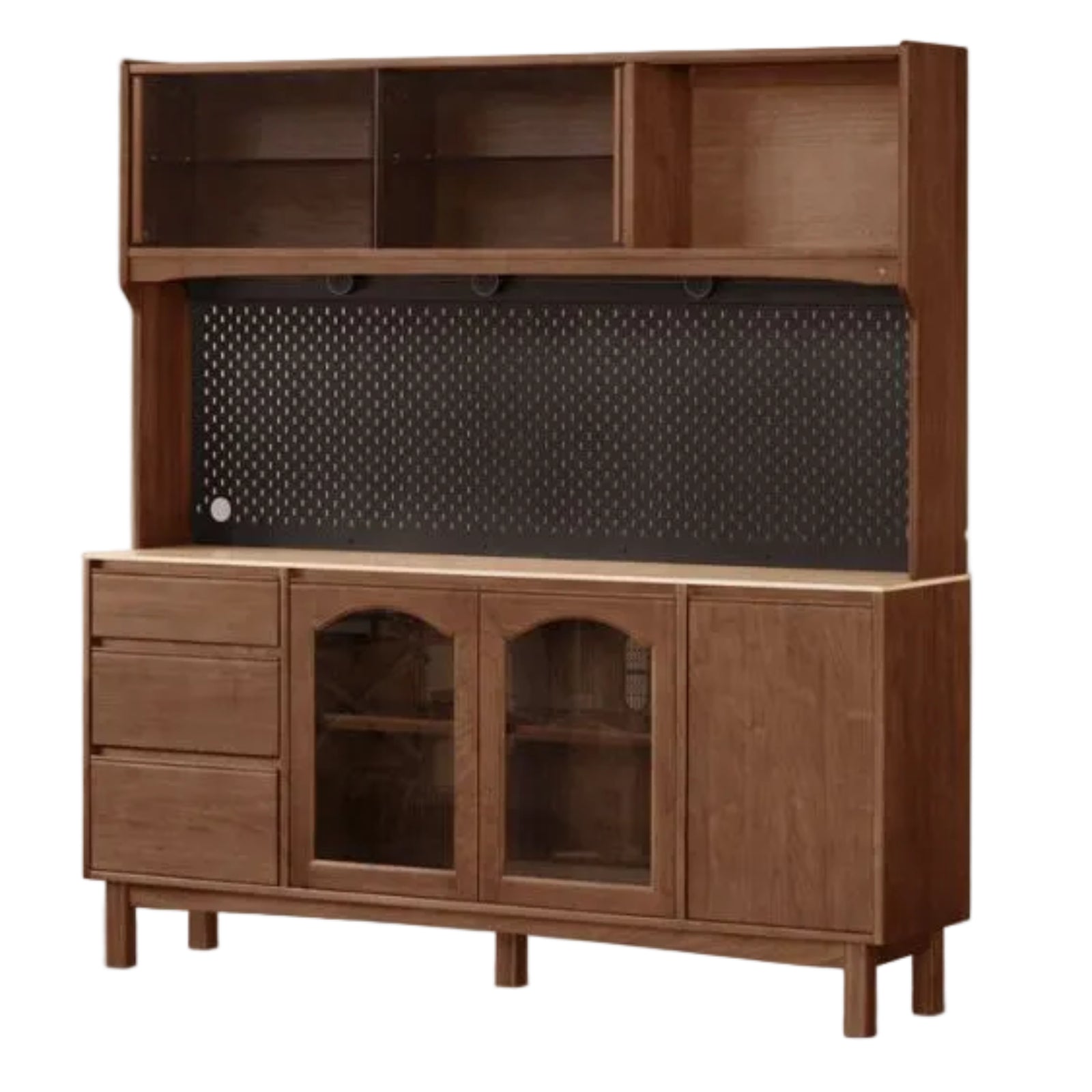 Black Walnut Solid Wood Retro Buffet Cabinet, Sideboard