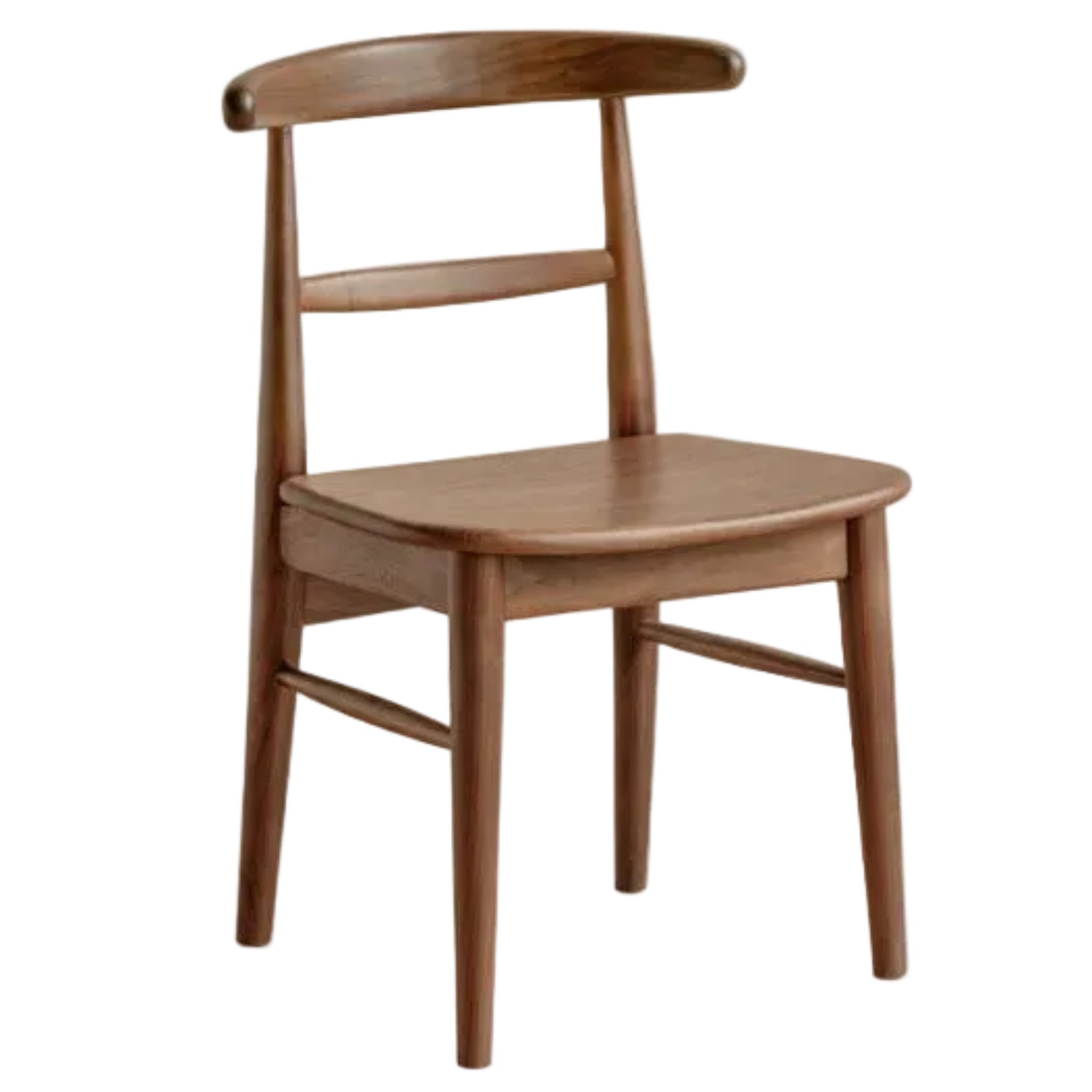 4 pcs -Black Walnut Solid Wood Dining Chair, Curved Back Scandinavian