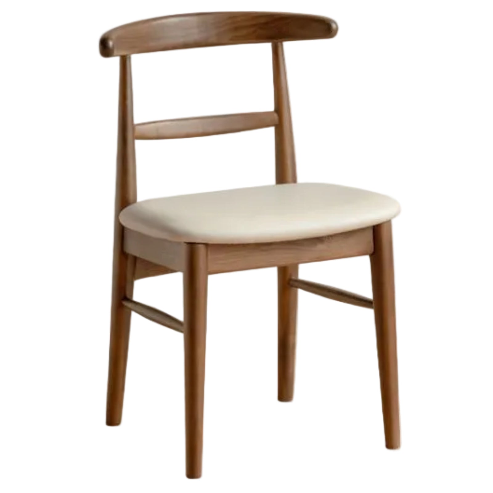 4 pcs -Black Walnut Solid Wood Dining Chair, Curved Back Scandinavian