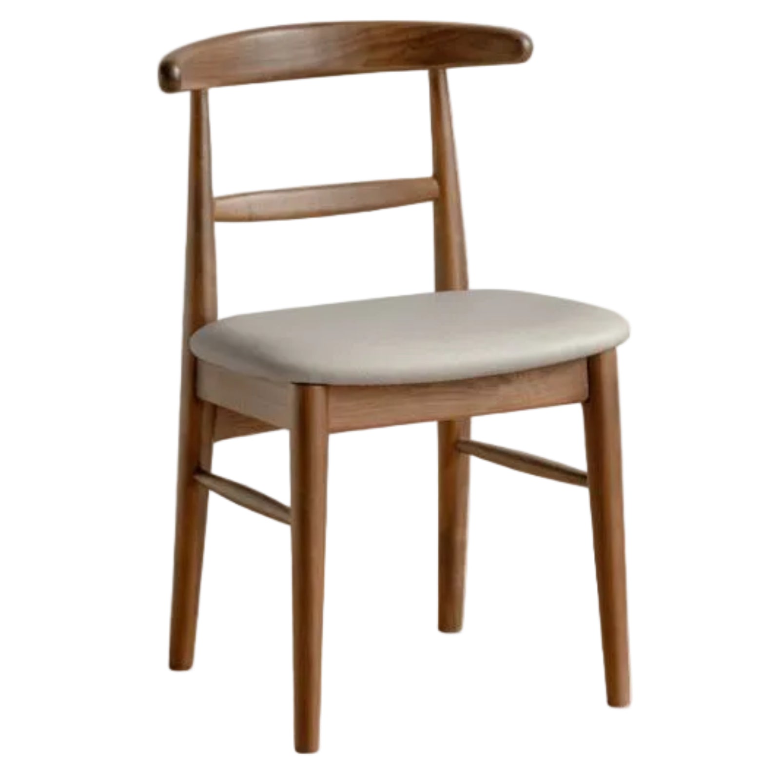 4 pcs -Black Walnut Solid Wood Dining Chair, Curved Back Scandinavian