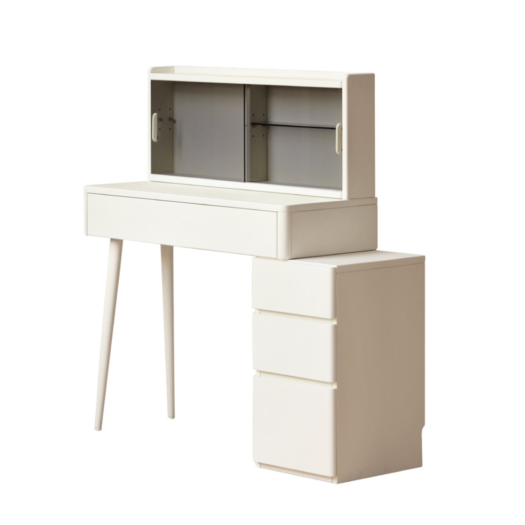 Solid RubberWood Telescopic Vanity Table + LED Makeup Mirror