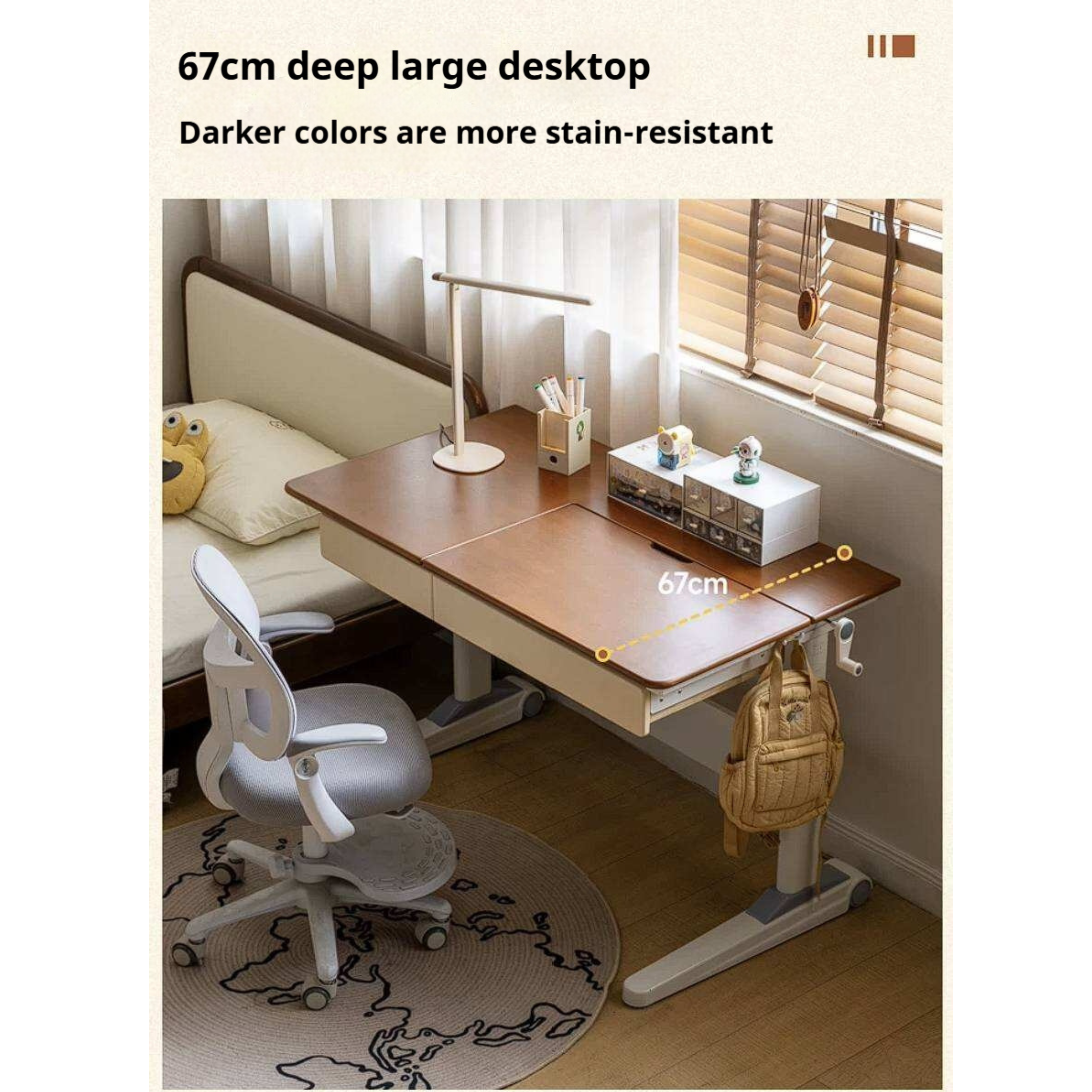 Solid Rubberwood Retro Style Kids Study Desk