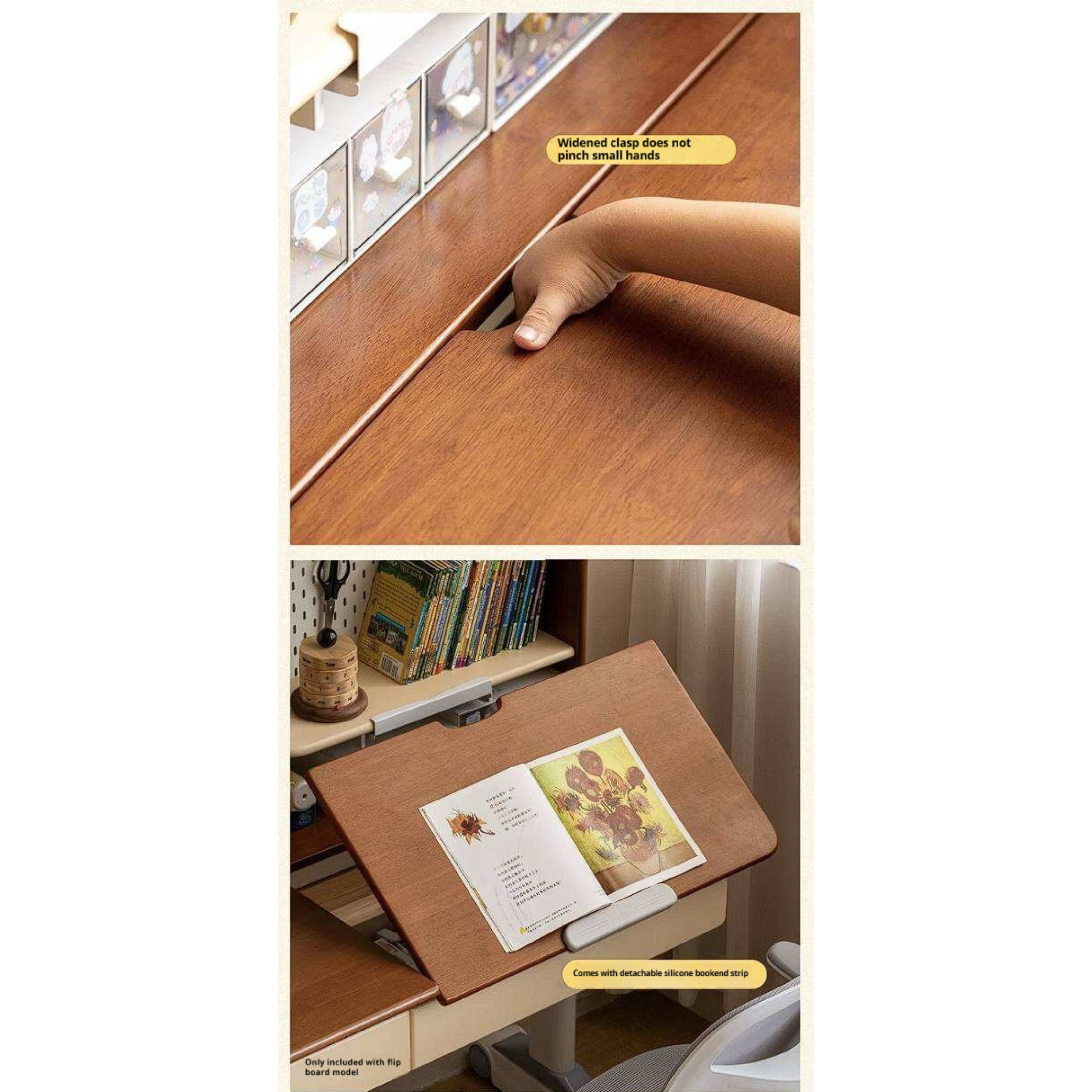 Solid Rubberwood Retro Style Kids Study Desk