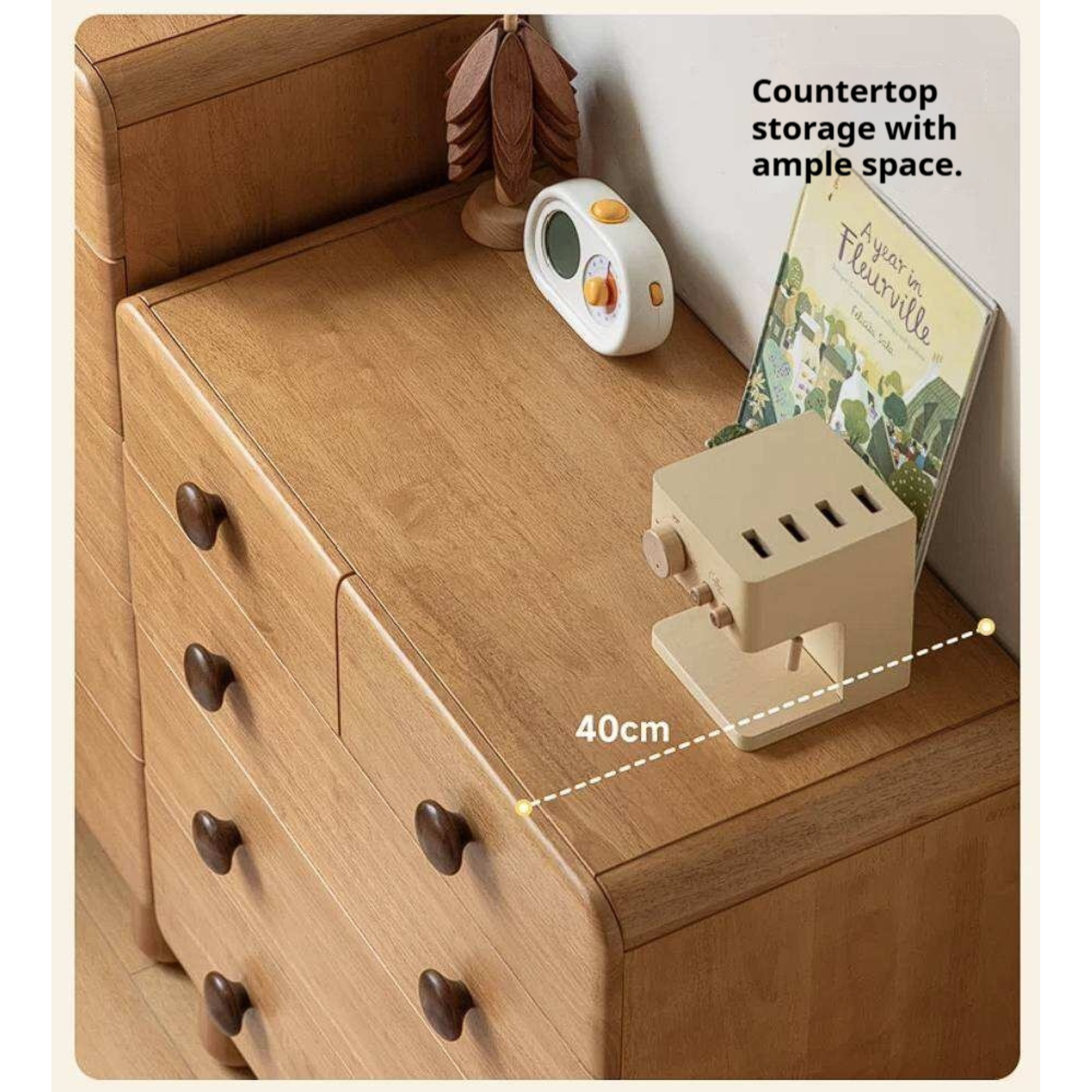 Solid Rubberwood Original Wood Style Kids Dresser
