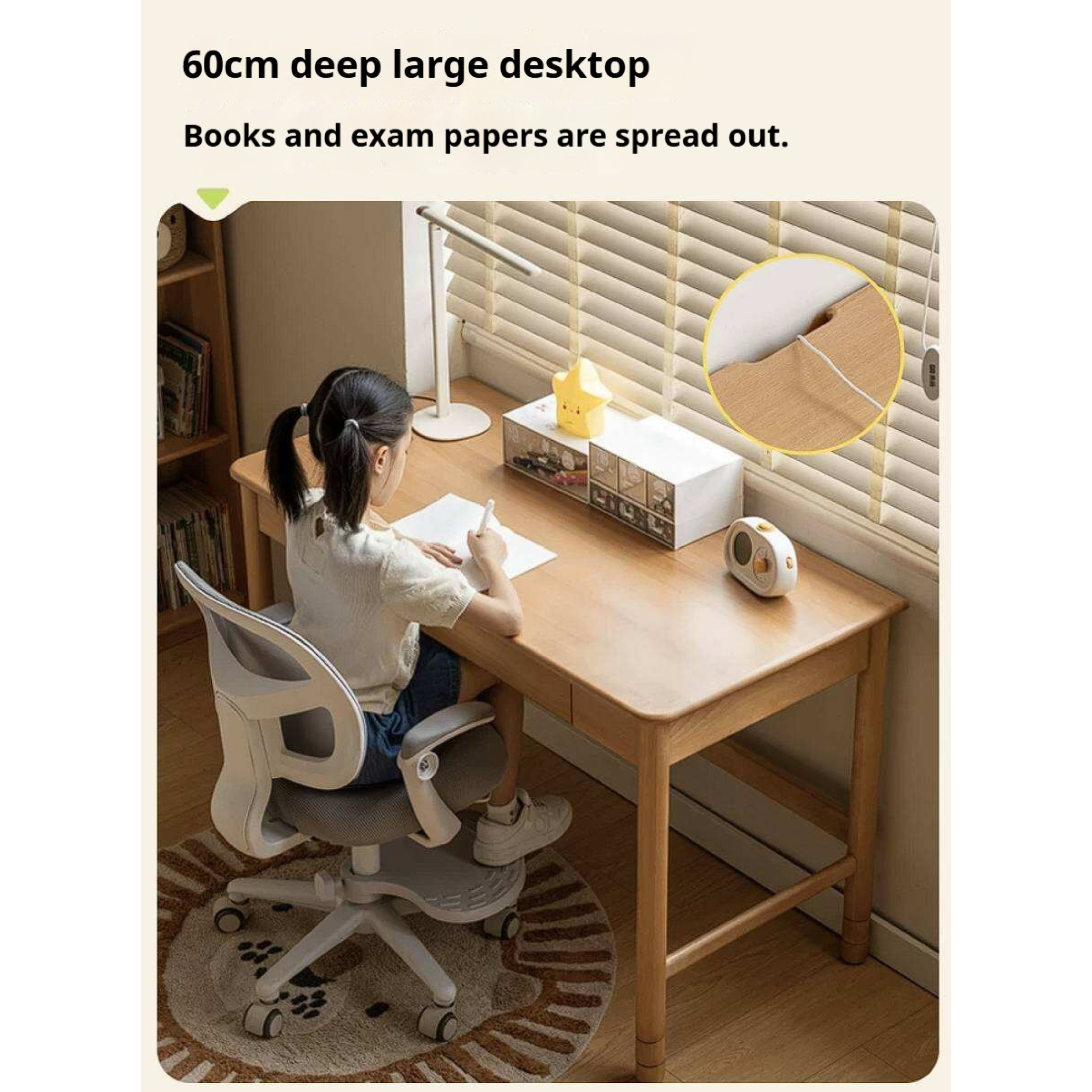 Beech Solid Wood Children's Desk With Adjustable Height