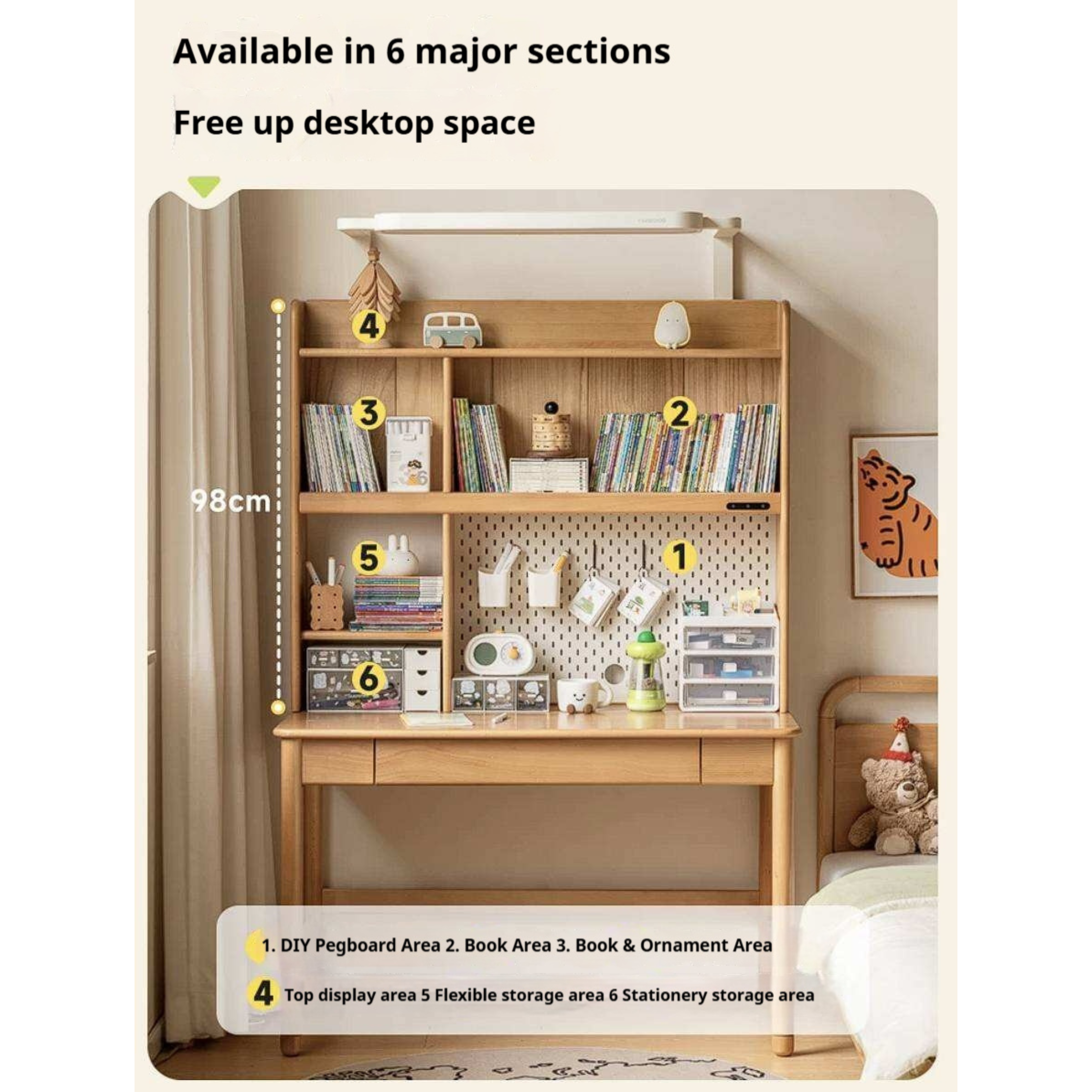 Beech Solid Wood Children's Desk With Adjustable Height
