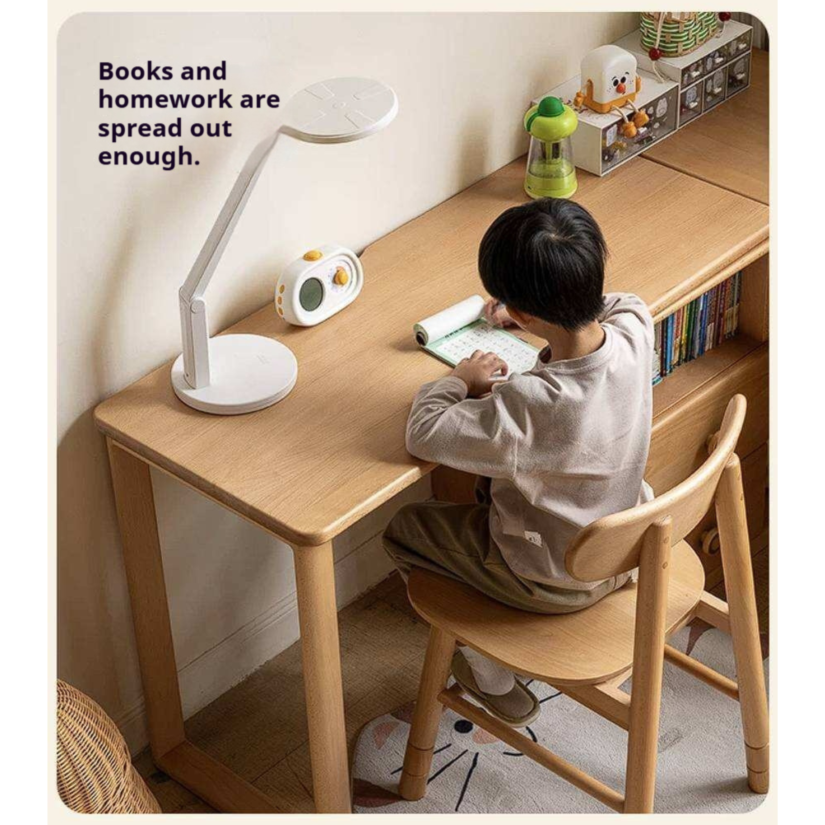Beech Solid Wood Telescopic Student Writing Desk