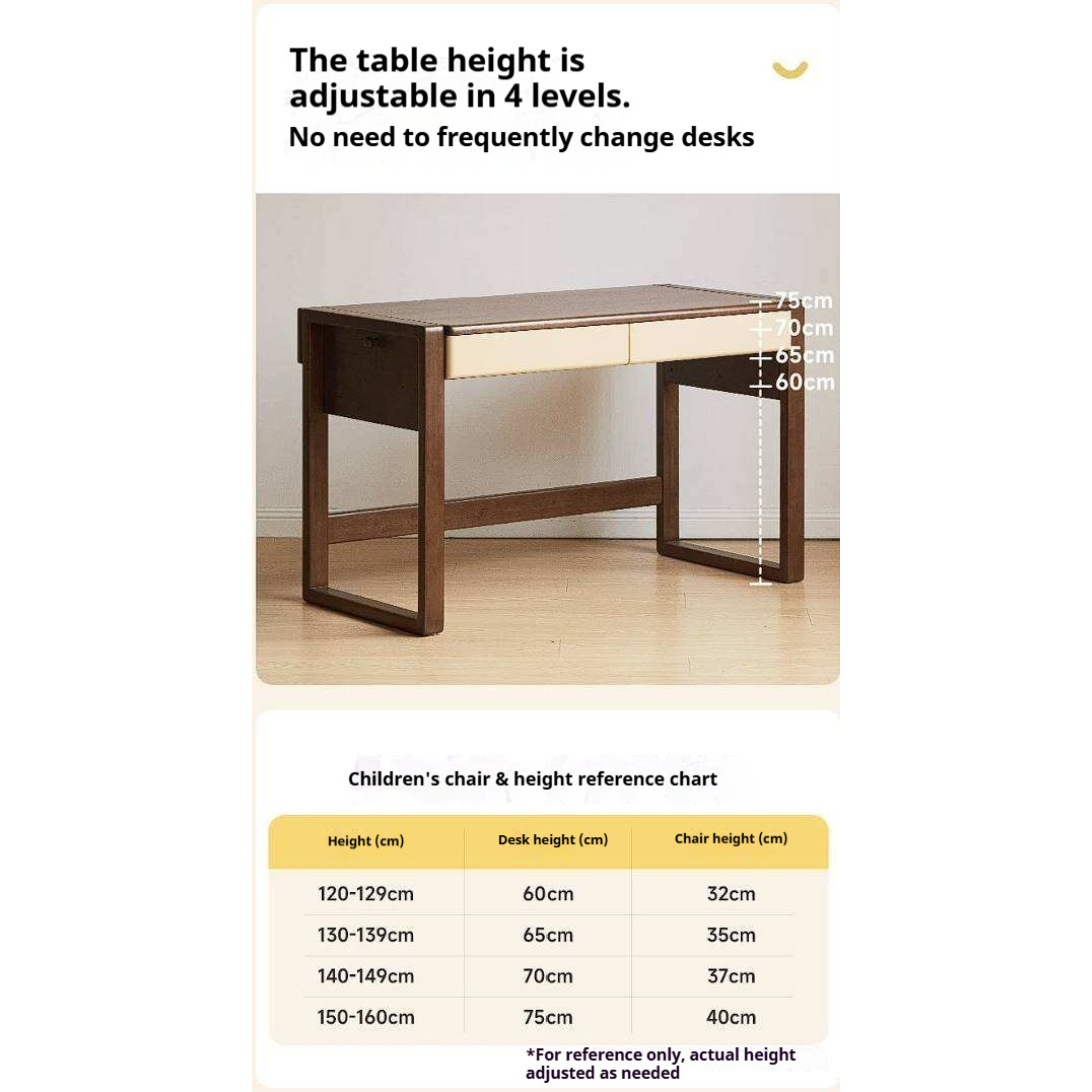 Solid Rubberwood Children's Desk With Bookshelf