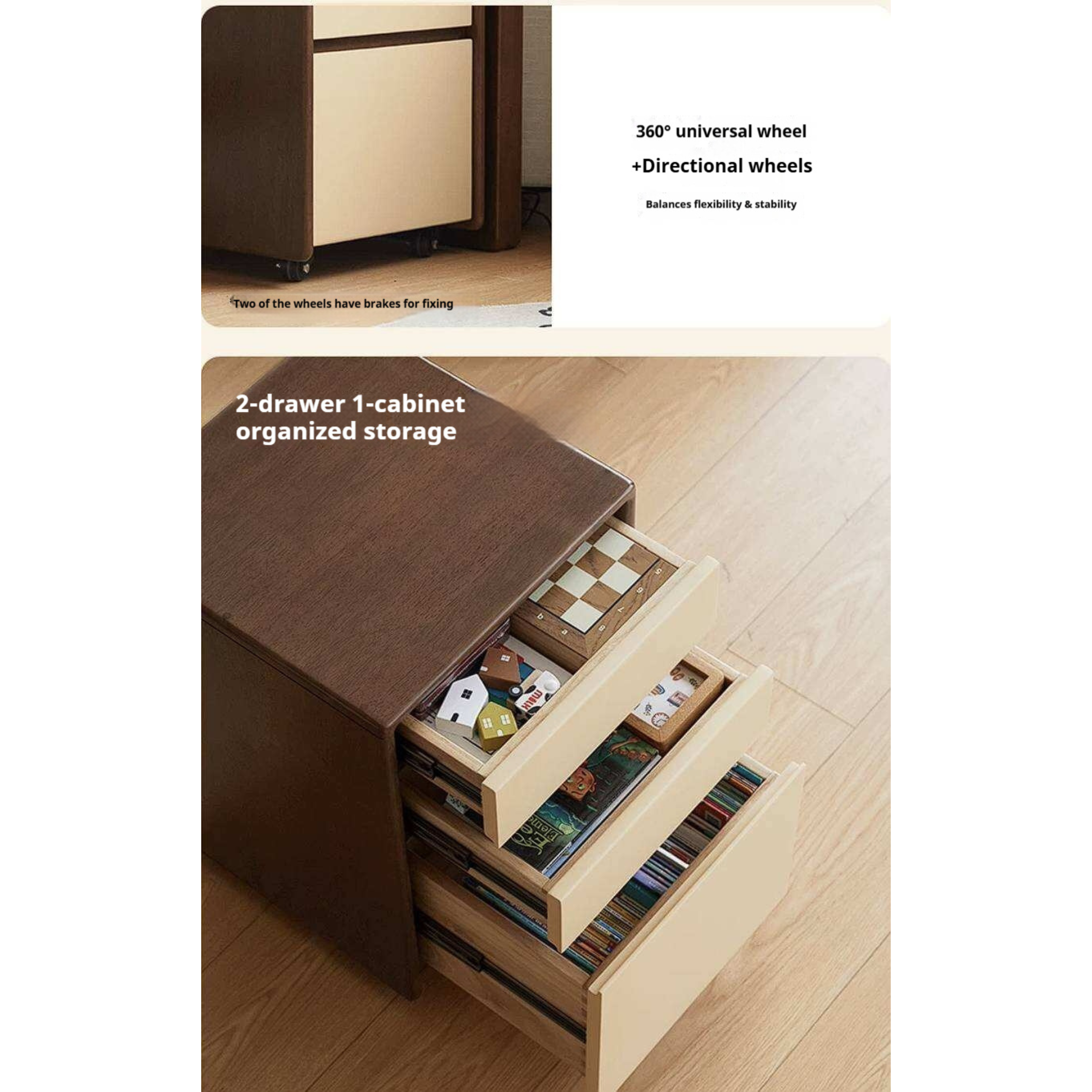 Solid Rubberwood Children's Desk With Bookshelf